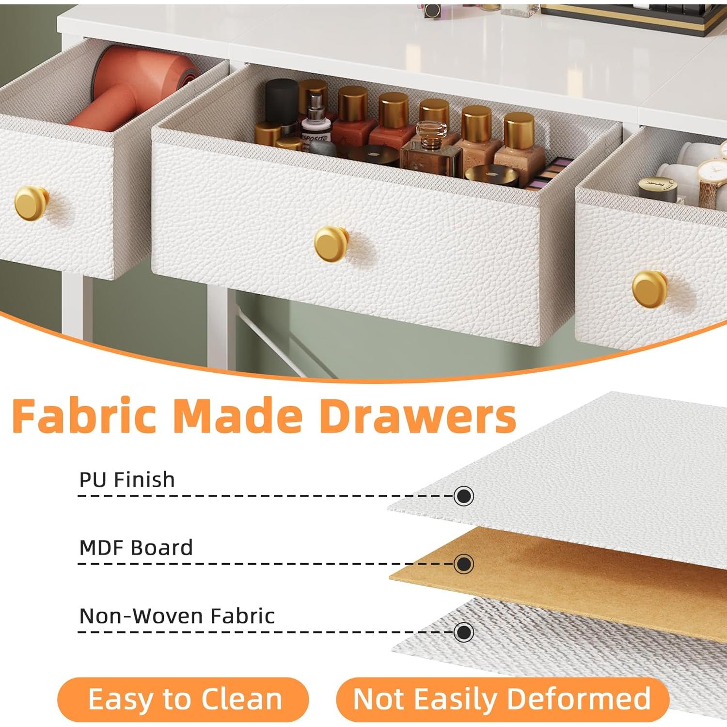 Escritorio de Maquillaje HIGDBFE Blanco 30x70 cm con Espejo LED