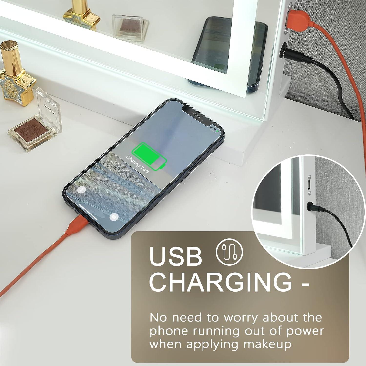 Espejo de Maquillaje Sucedey 23x18" con Luz LED y Aumento 10x