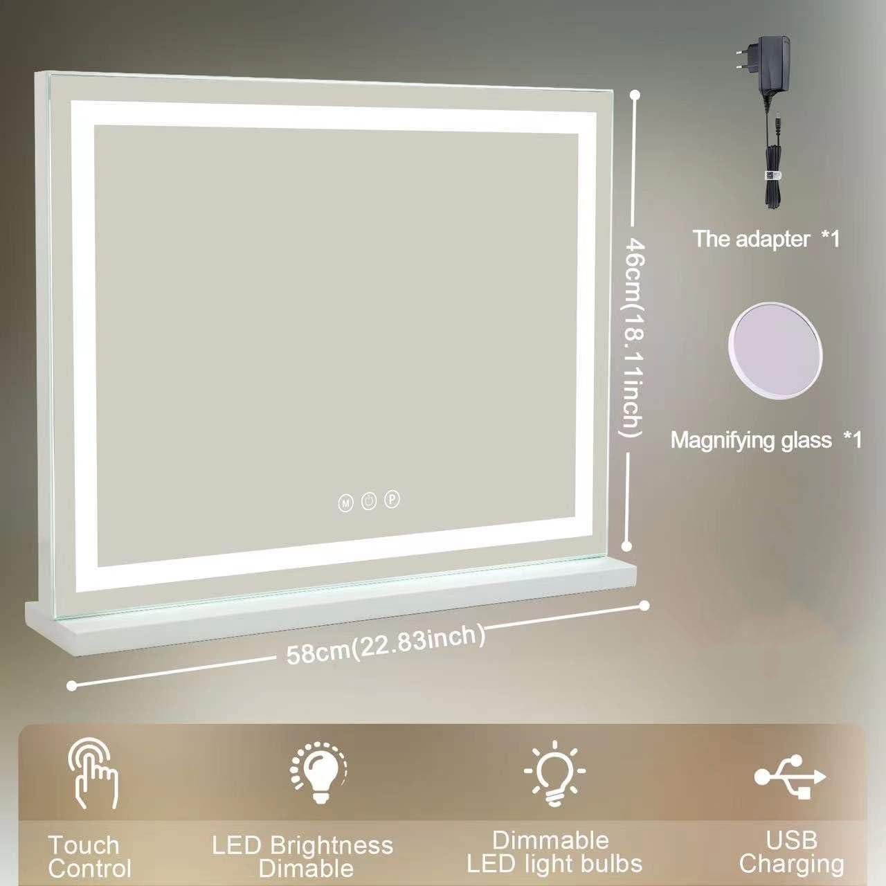 Espejo de Maquillaje Sucedey 23x18" con Luz LED y Aumento 10x