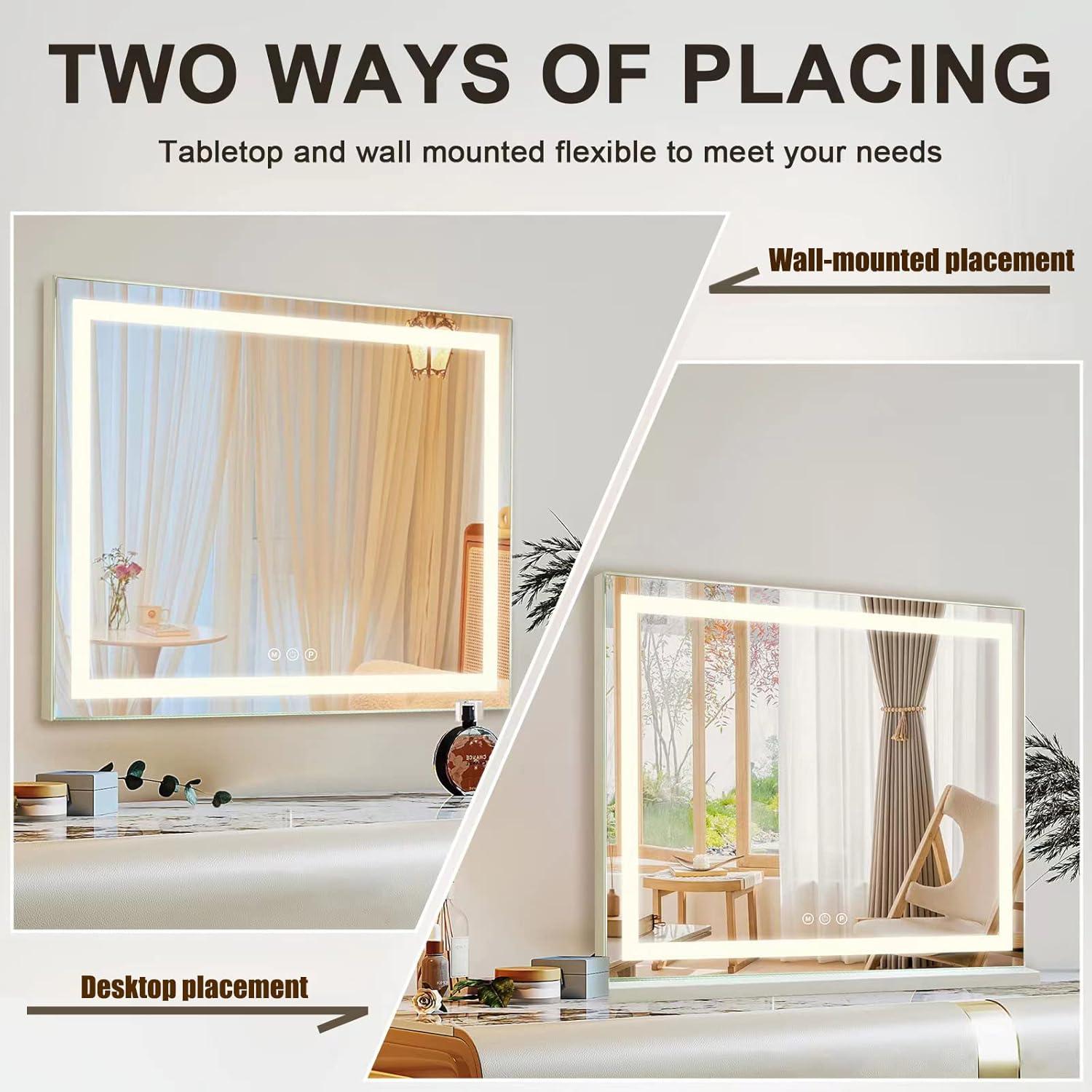 Espejo de Maquillaje Sucedey 23x18" con Luz LED y Aumento 10x