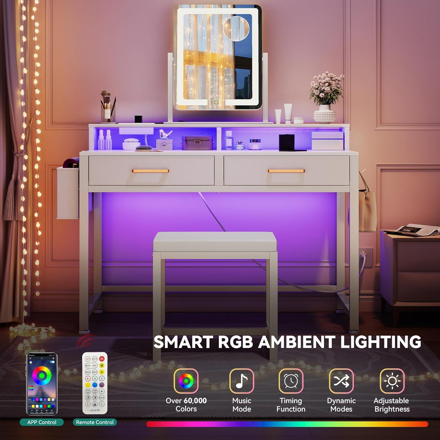 Escritorio de Maquillaje YITAHOME con Espejo Iluminado 3 Colores