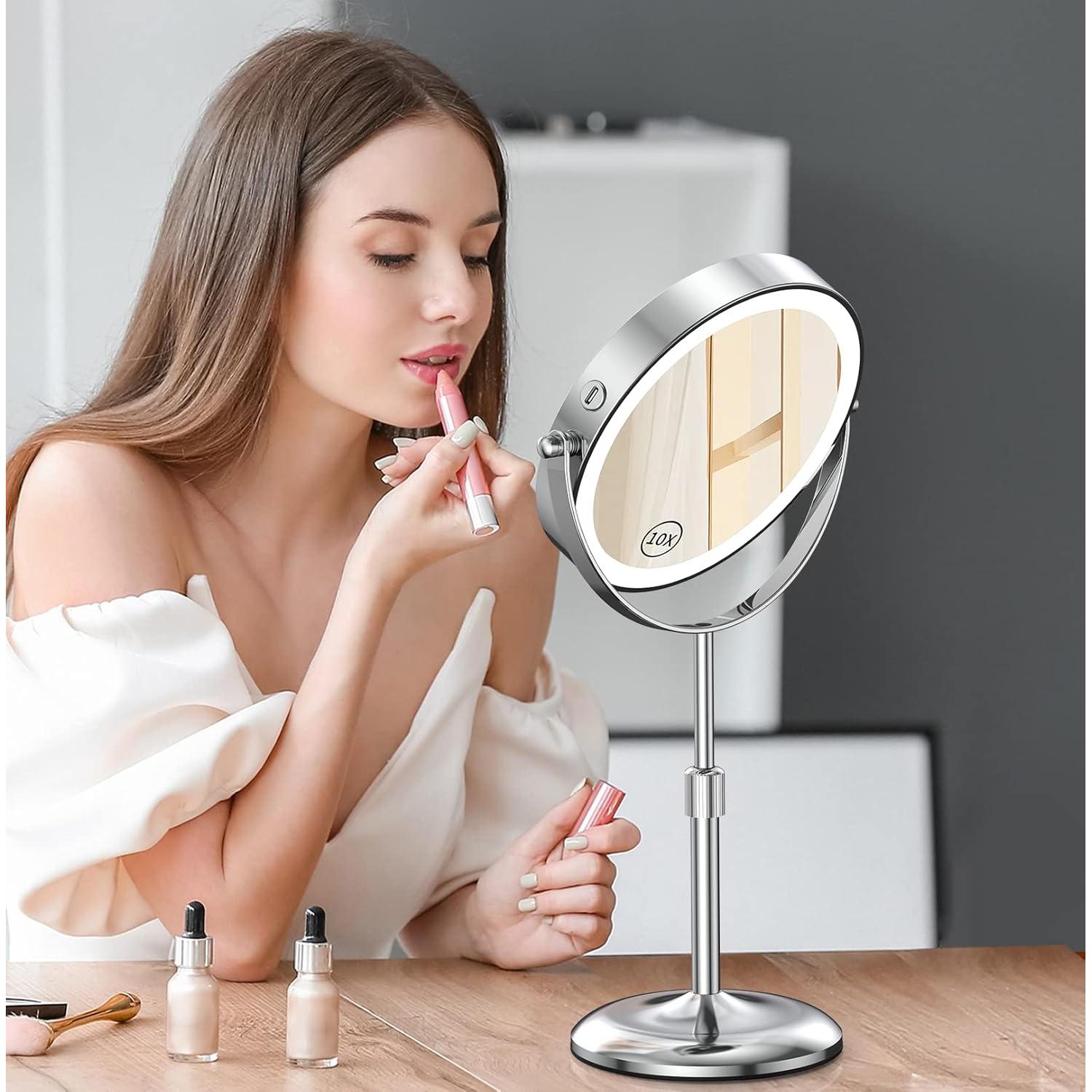 Espejo de Maquillaje Iluminado Gospire 18 cm 10X/1X Ajustable