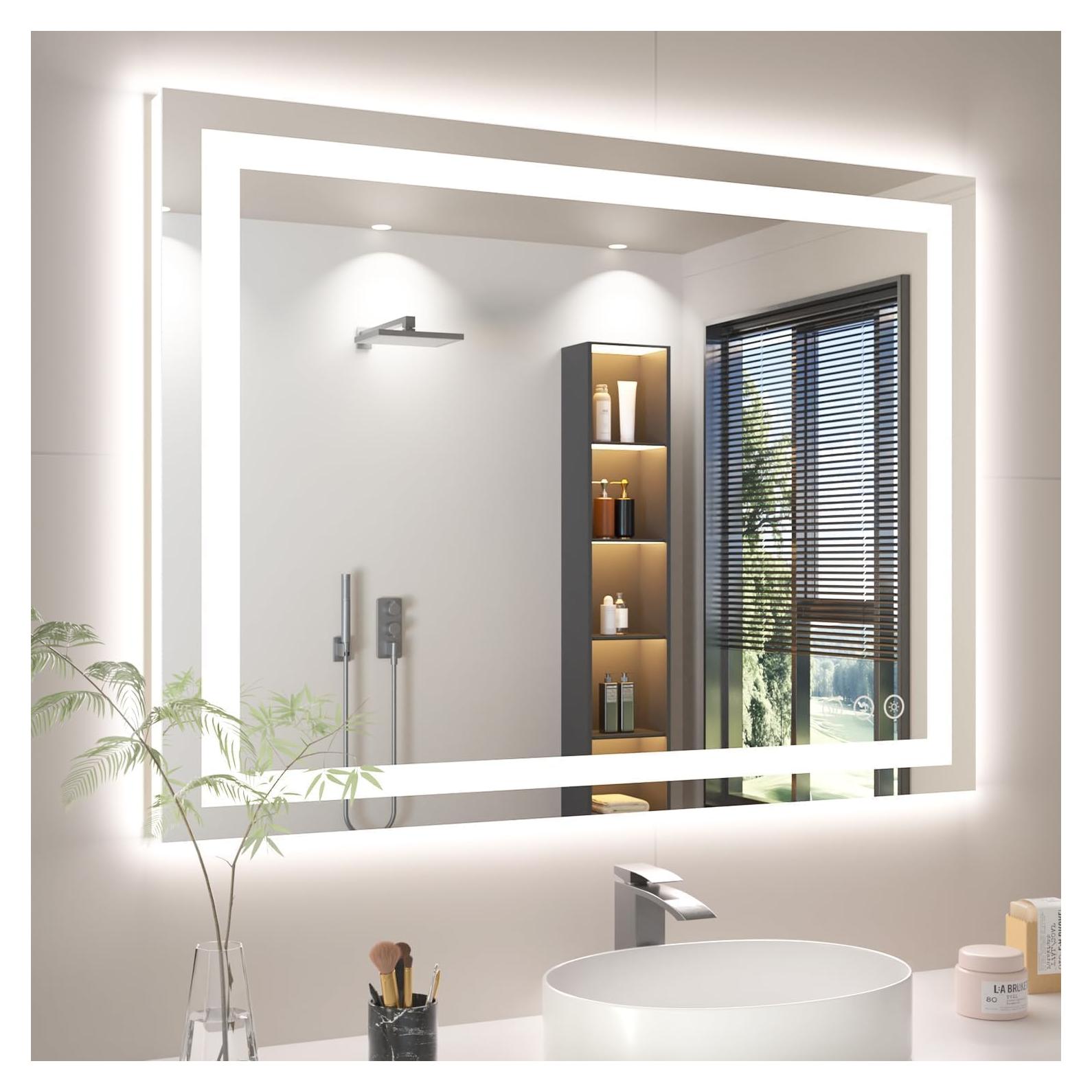 Espejo de Baño LED Rpoesx 40x30 cm Retroiluminado y Anti-vaho