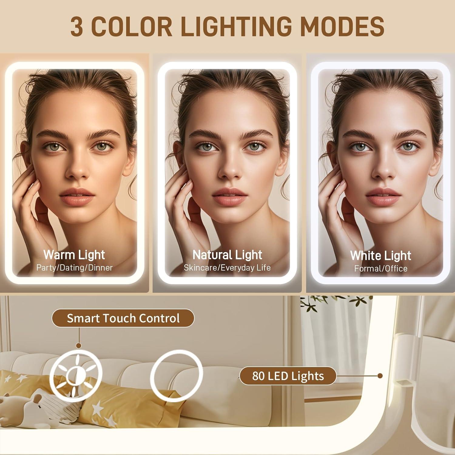 Espejo de Tocador FRANO Iluminado 3X/5X Recargable Blanco