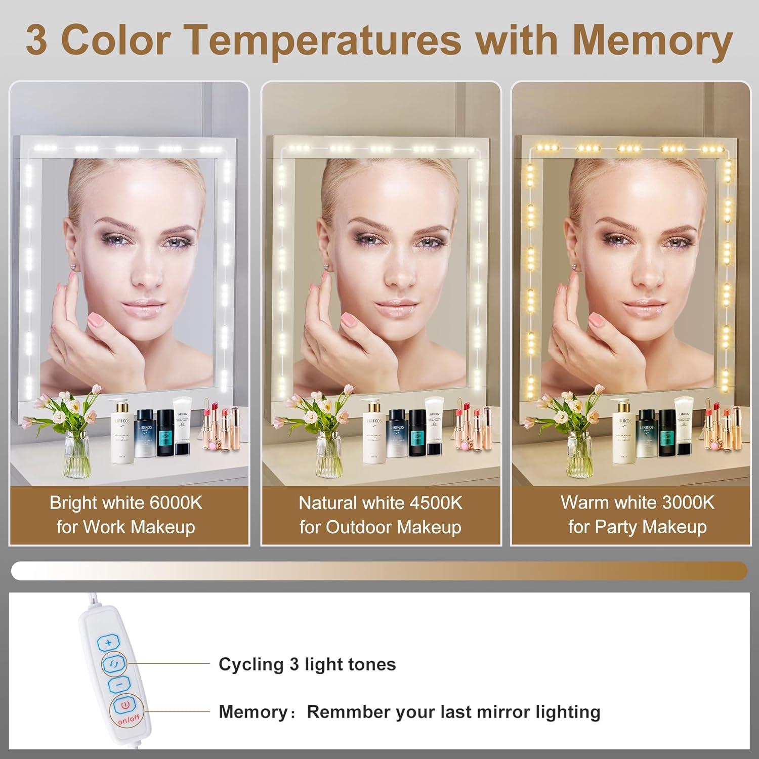 Luces de Espejo LED LPHUMEX 20 Piezas 3 Modos Ajustables