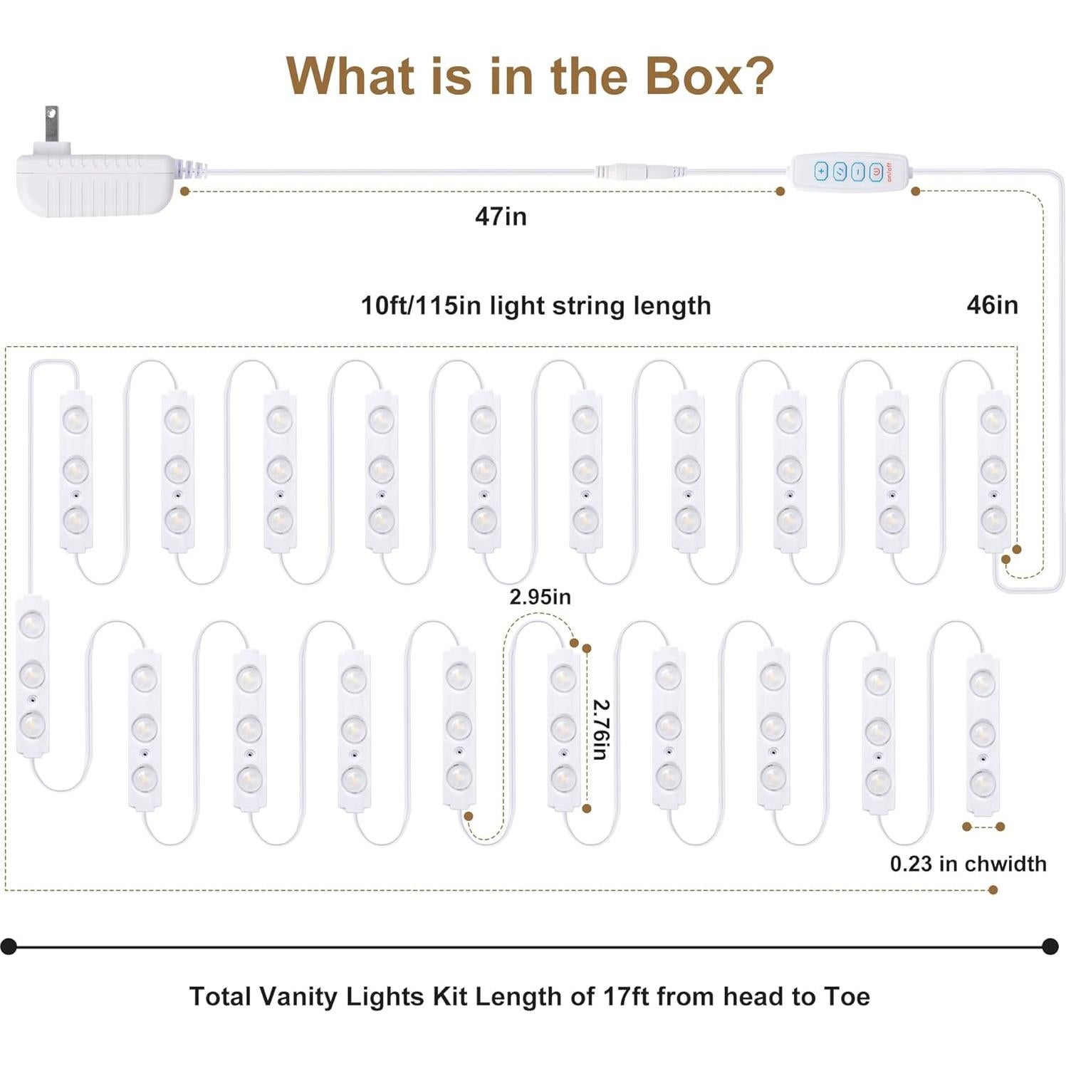 Luces de Espejo LED LPHUMEX 20 Piezas 3 Modos Ajustables