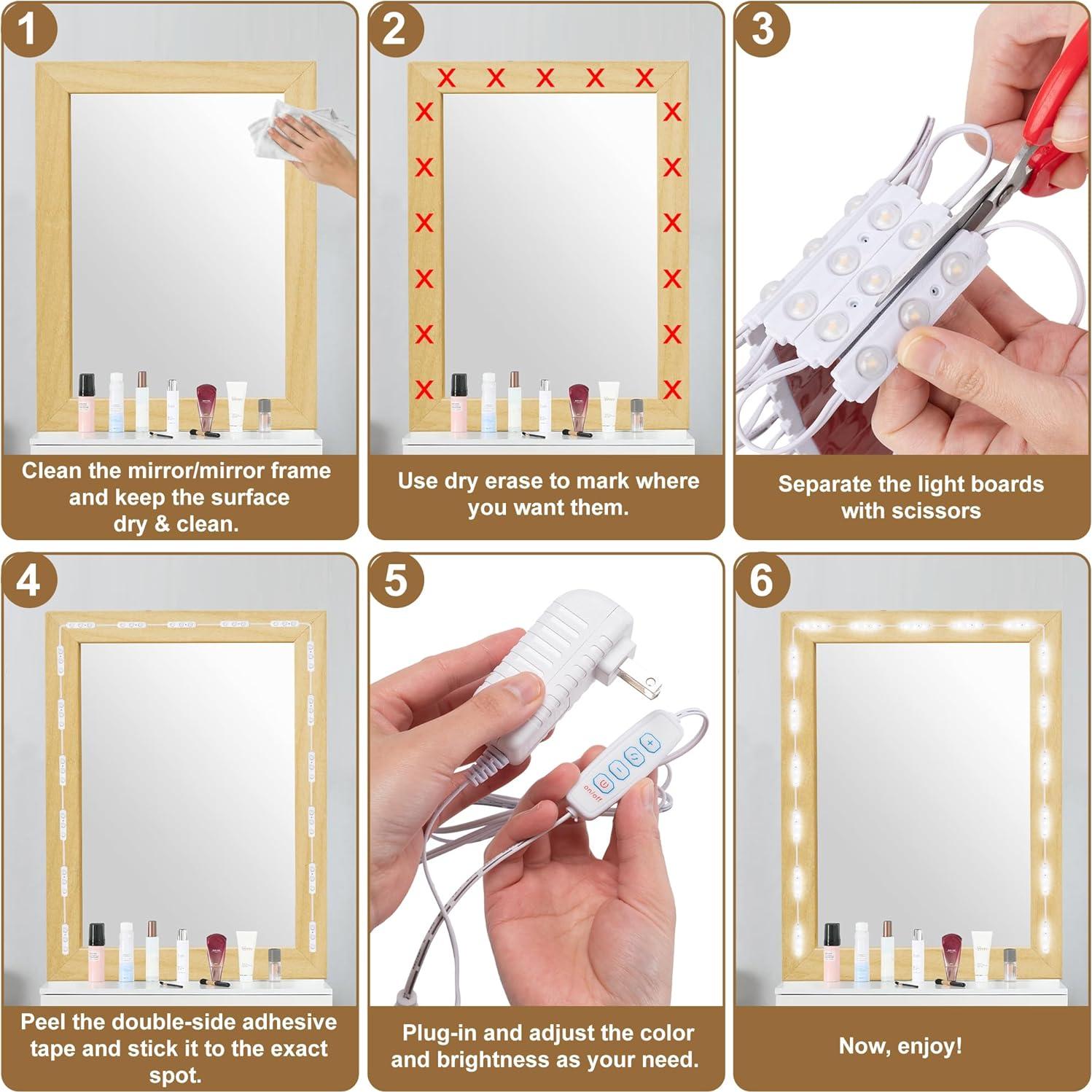 Luces de Espejo LED LPHUMEX 20 Piezas 3 Modos Ajustables