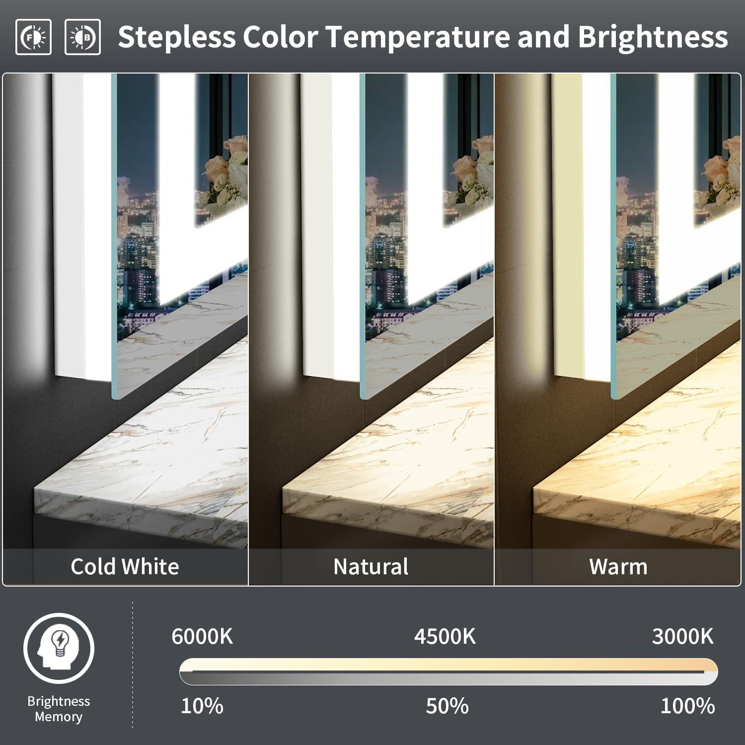Espejo LED SHUAFA 121.9x91.4 cm Retroiluminado y Anti-vaho
