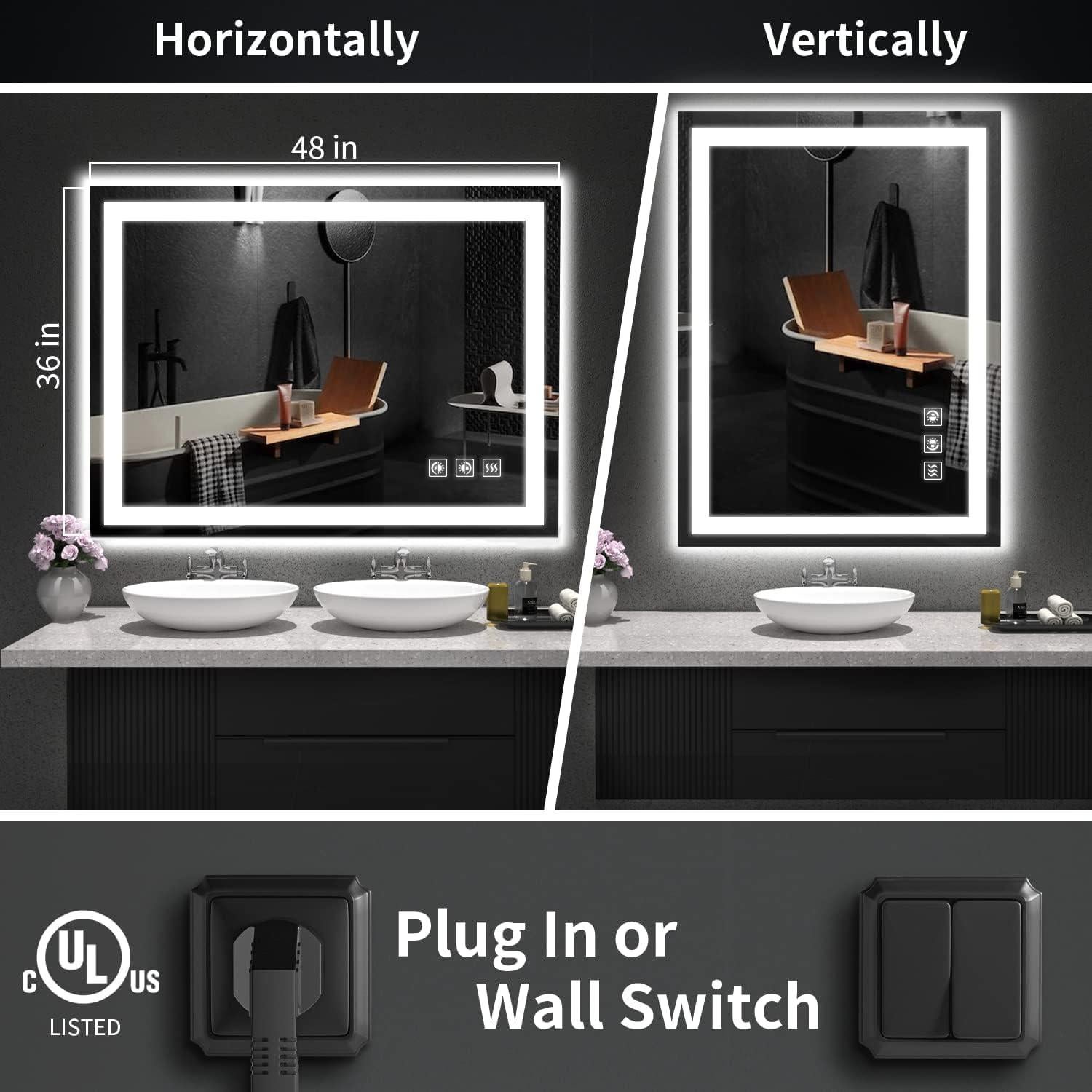 Espejo LED SHUAFA 121.9x91.4 cm Retroiluminado y Anti-vaho