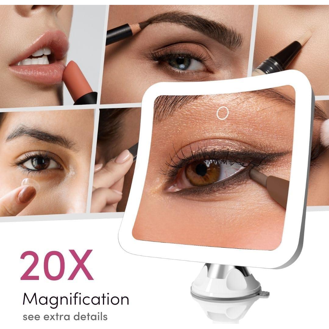 Espejo de Maquillaje Aumentado Fancii 20x LED Recargable 17.78 cm