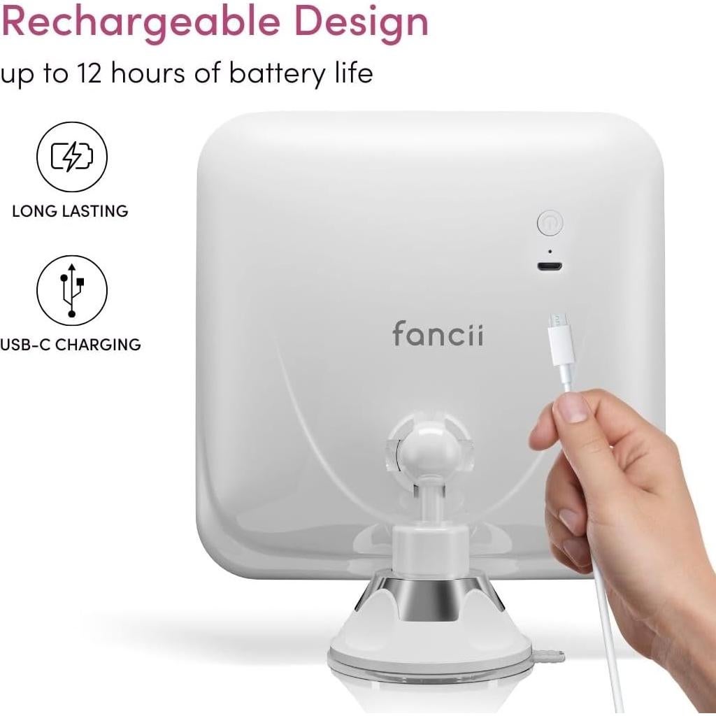 Espejo de Maquillaje Aumentado Fancii 20x LED Recargable 17.78 cm