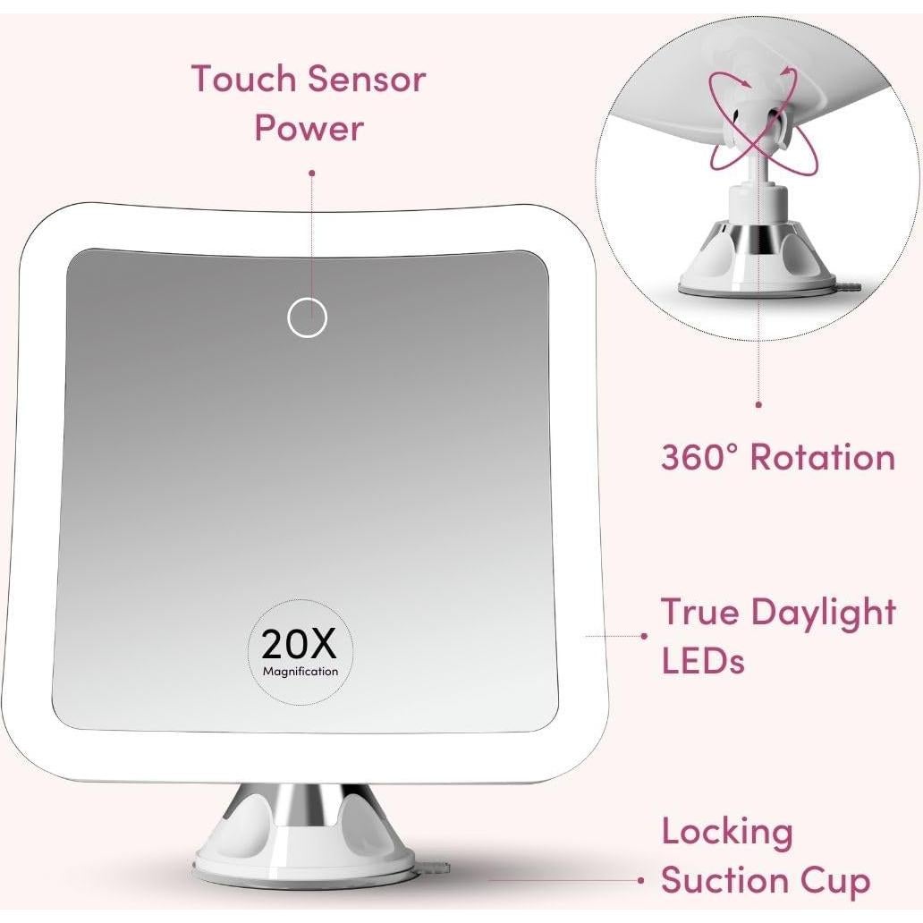 Espejo de Maquillaje Aumentado Fancii 20x LED Recargable 17.78 cm