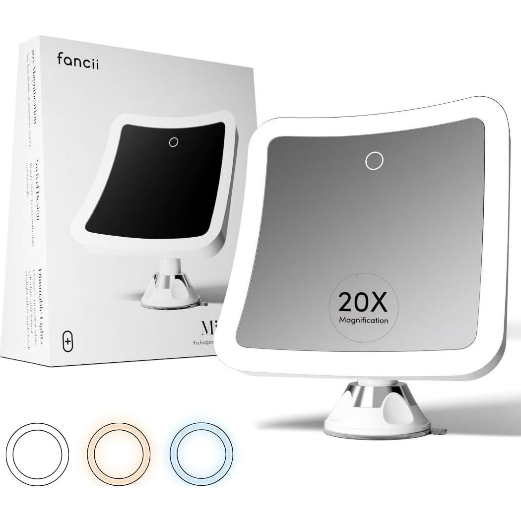 Espejo de Maquillaje Aumentado Fancii 20x LED Recargable 17.78 cm