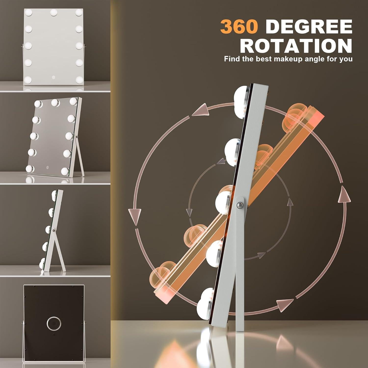 Espejo de Tocador MINISO con Luces y Altavoz Bluetooth 28x36 cm