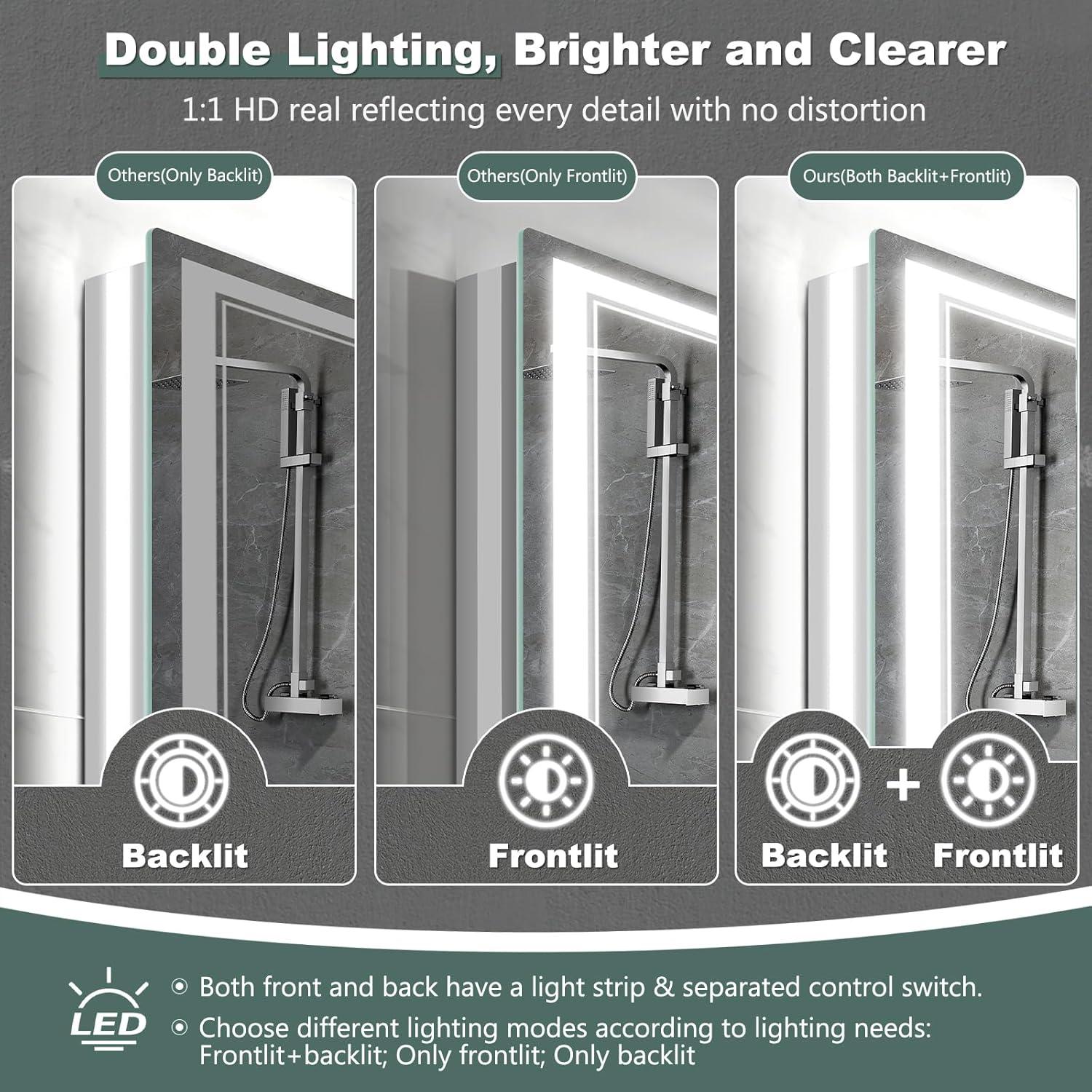 Espejo de Baño LED KQTULH 80x60 cm Antivaho Regulable