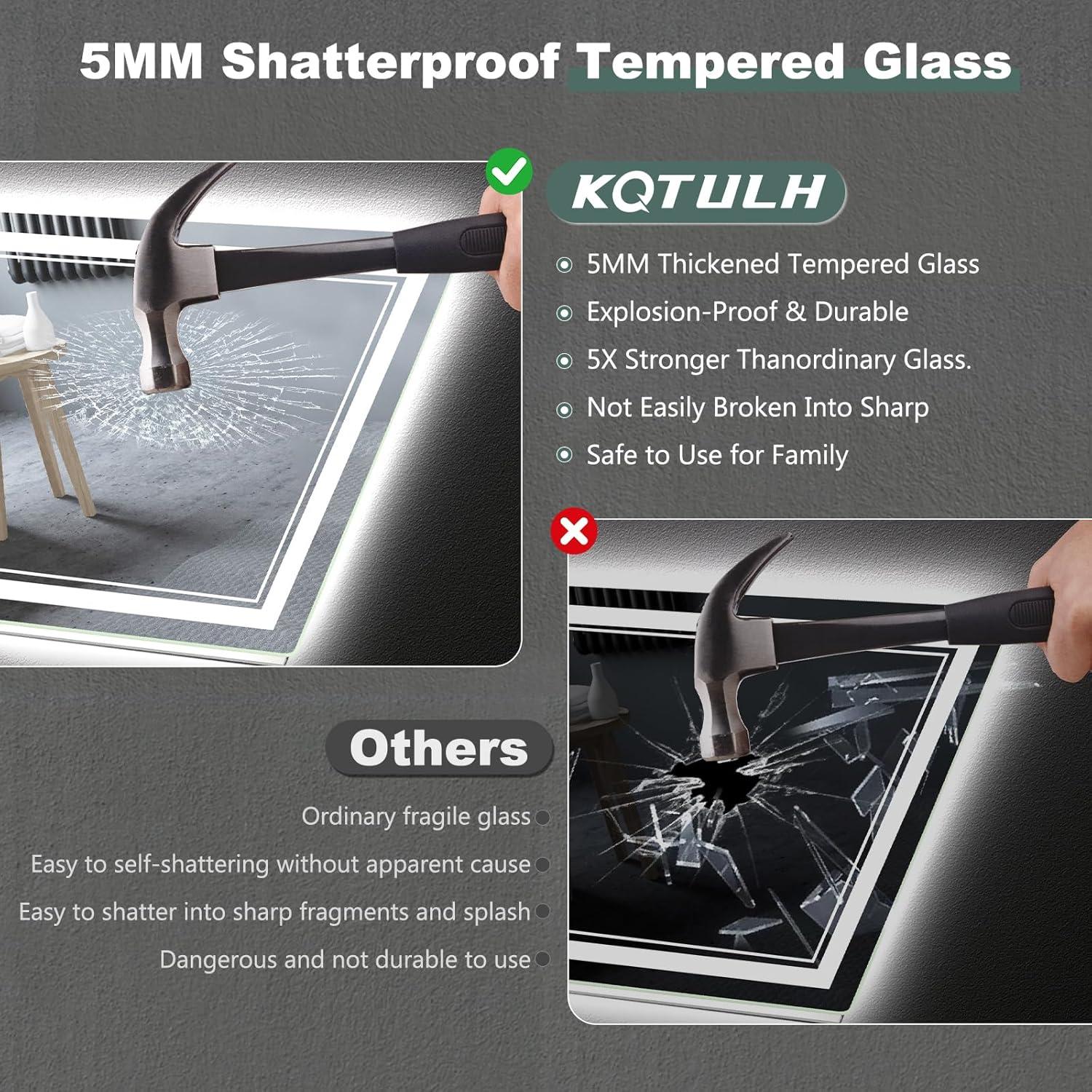 Espejo de Baño LED KQTULH 80x60 cm Antivaho Regulable