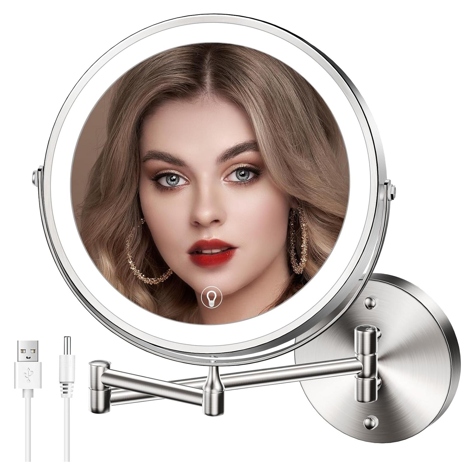 Espejo de Maquillaje Iluminado MNIENT 20.32 cm 1x/10x LED 3 Colores