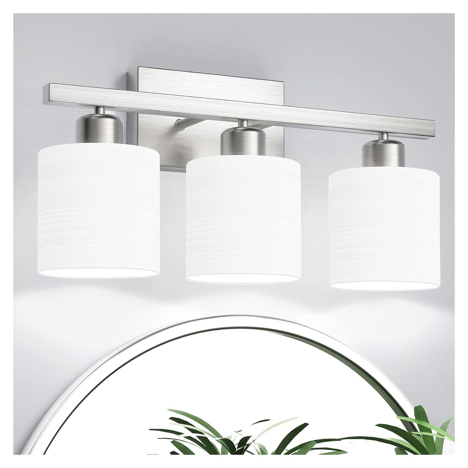 Luz de Vanity 3 Luces PARTPHONER Níquel Cepillado Vidrio Opalino