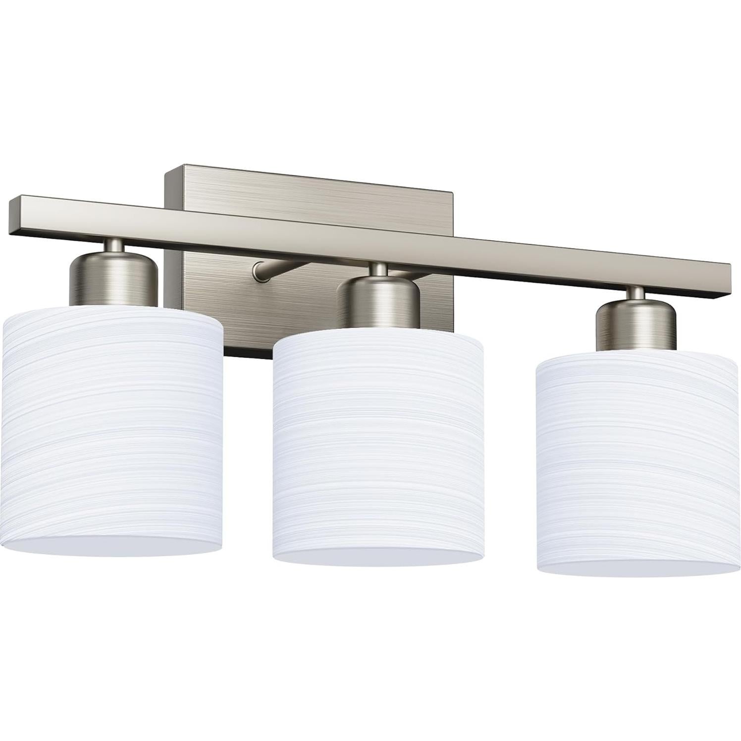 Luz de Vanity 3 Luces PARTPHONER Níquel Cepillado Vidrio Opalino