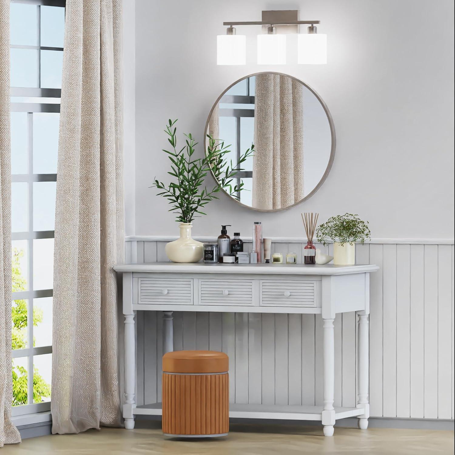 Luz de Vanity 3 Luces PARTPHONER Níquel Cepillado Vidrio Opalino