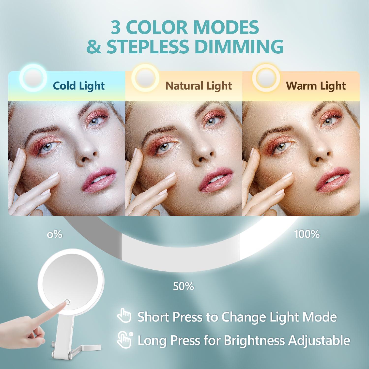 Espejo de Aumento MIYADIVA 20X con Luz y Mango 6"