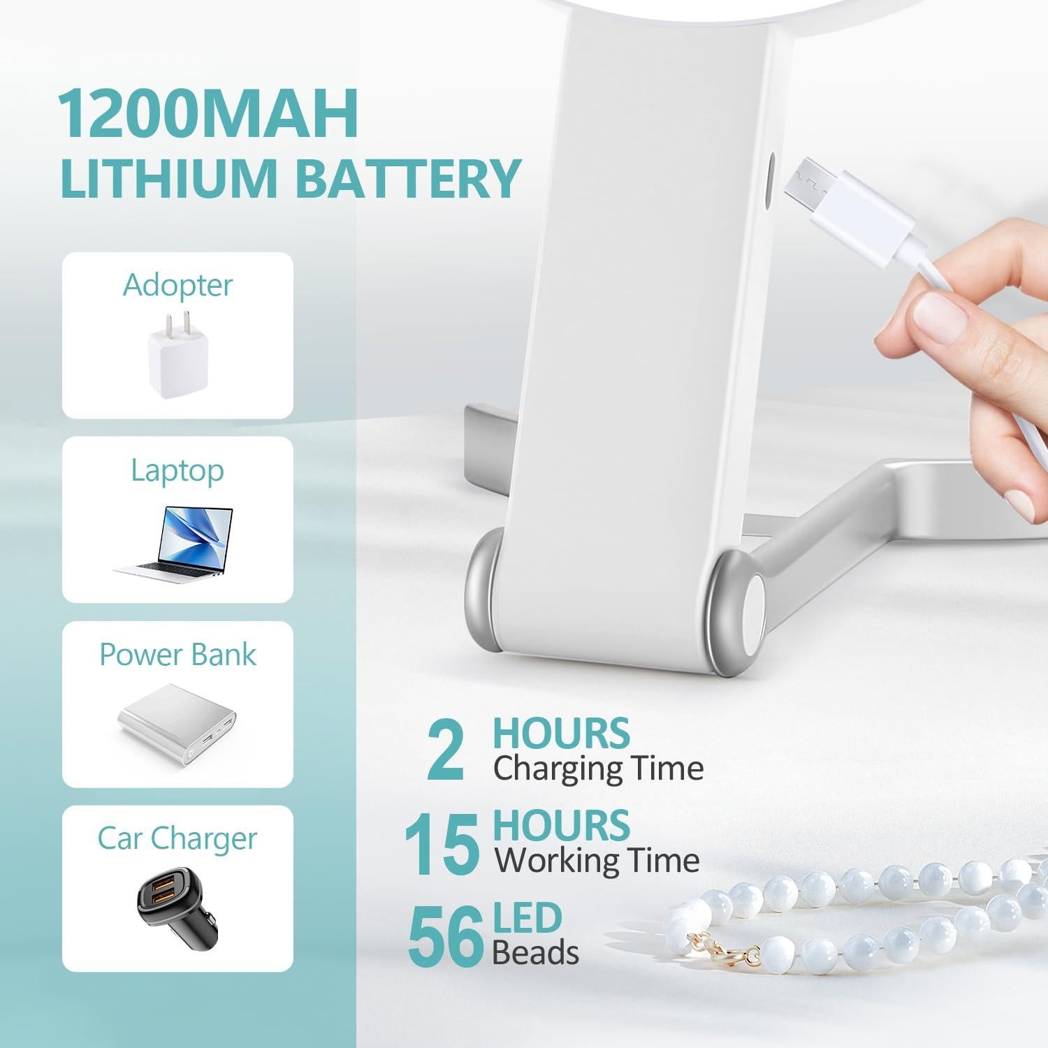 Espejo de Aumento MIYADIVA 20X con Luz y Mango 6"