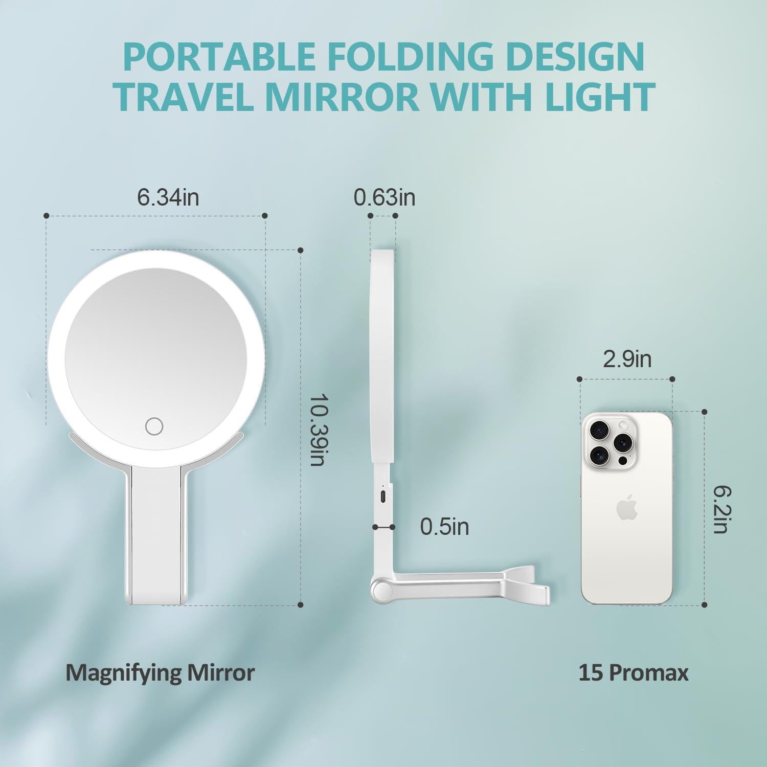 Espejo de Aumento MIYADIVA 20X con Luz y Mango 6"