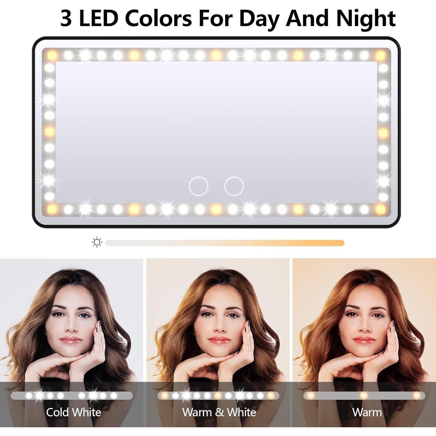 Espejo de Vanidad Xinlykid para Coche con Luz LED Regulable