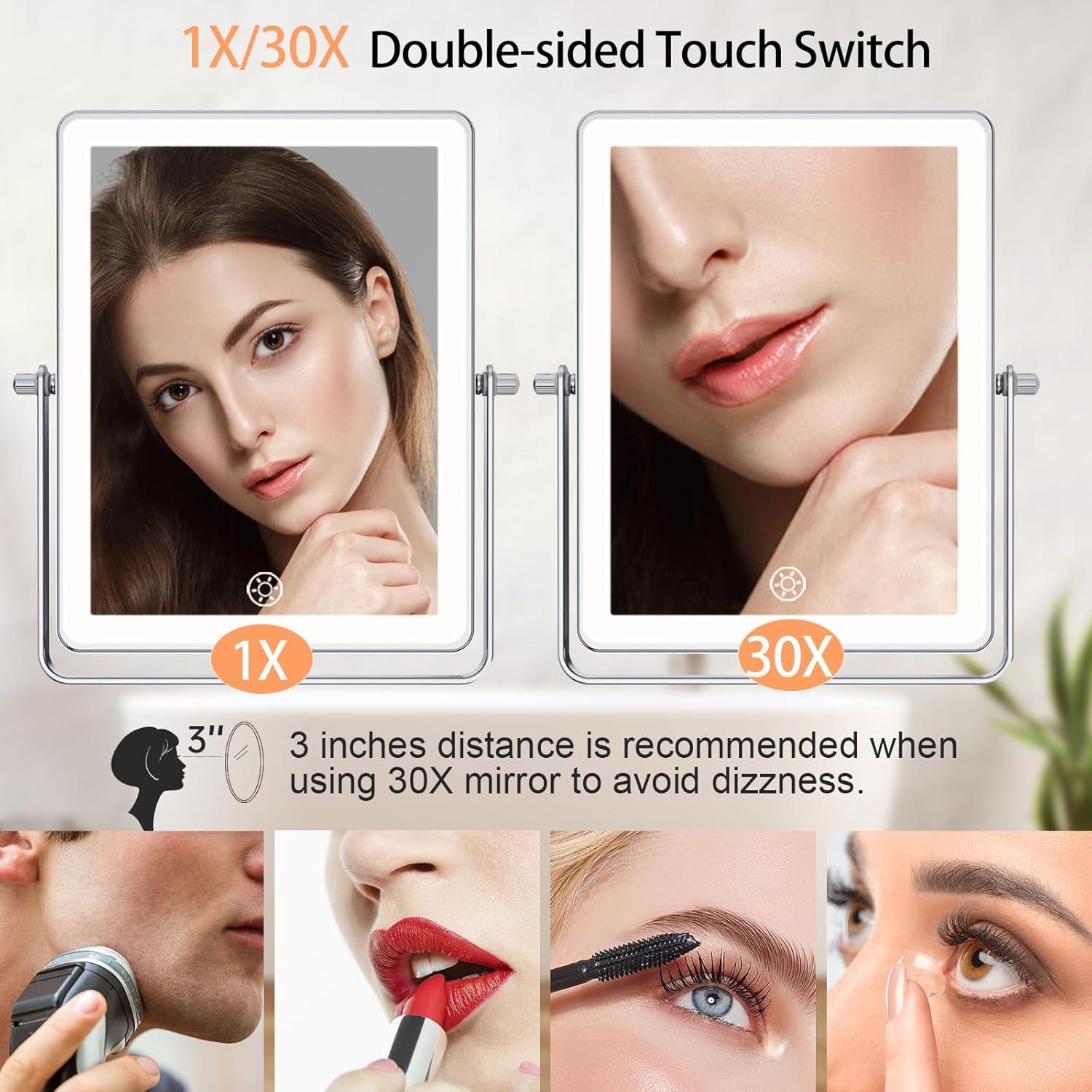 Espejo de Maquillaje Montado en Pared FASCINATE 22.1 cm 1X/30X