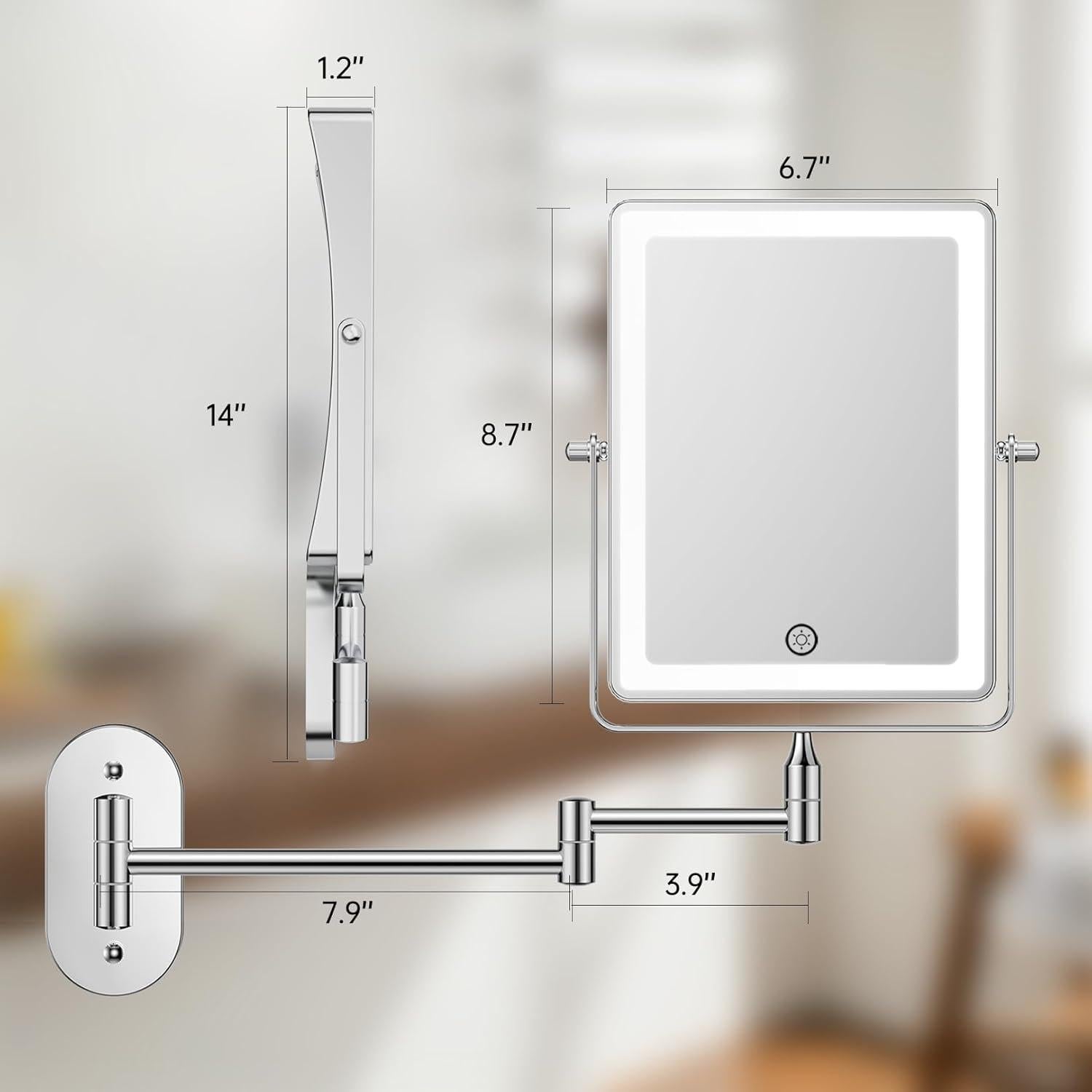 Espejo de Maquillaje Montado en Pared FASCINATE 22.1 cm 1X/30X