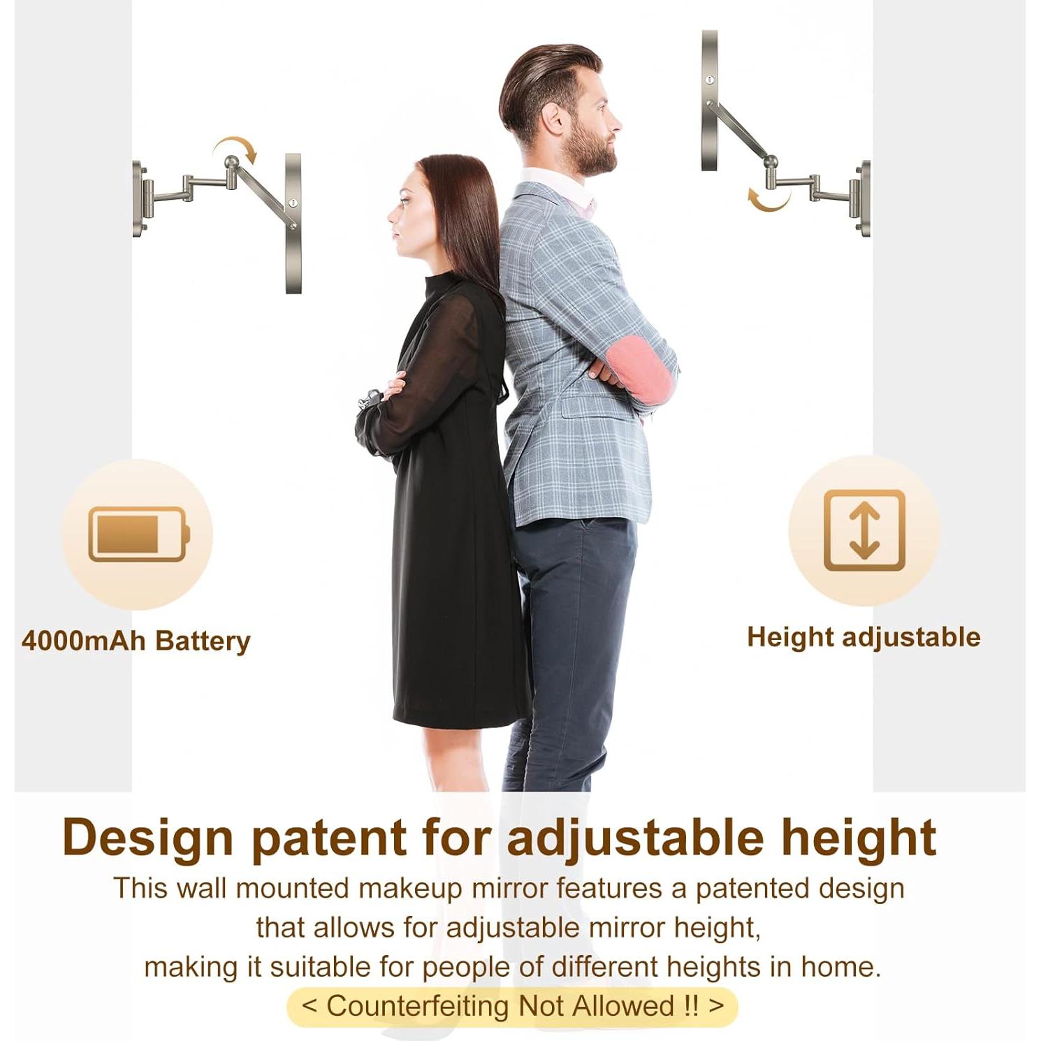 Espejo de Maquillaje Iluminado ZLOKLA 9" Doble Cara 1X/10X