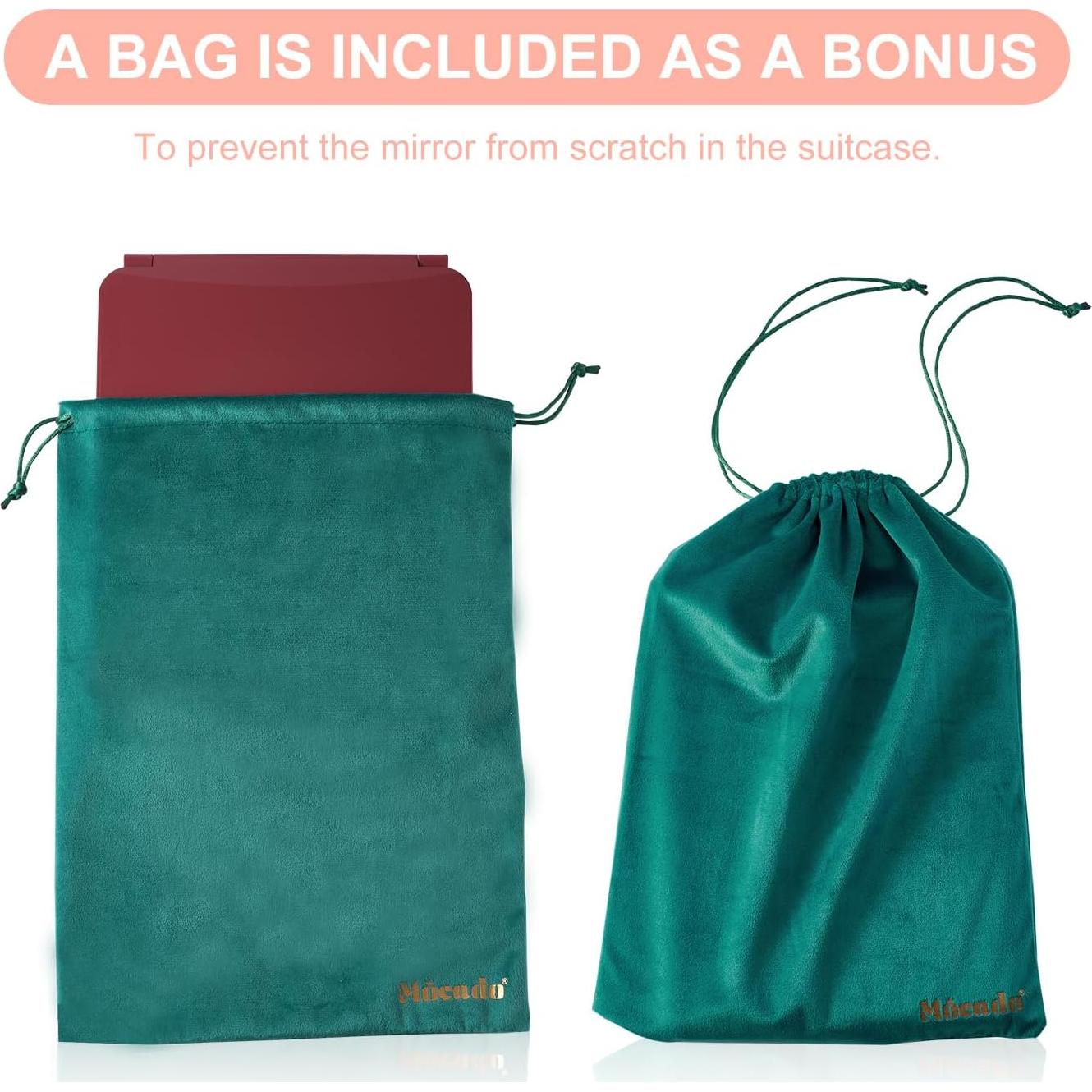 Espejo de Maquillaje LED Mocado 18x23 cm Plegable Rojo Vino