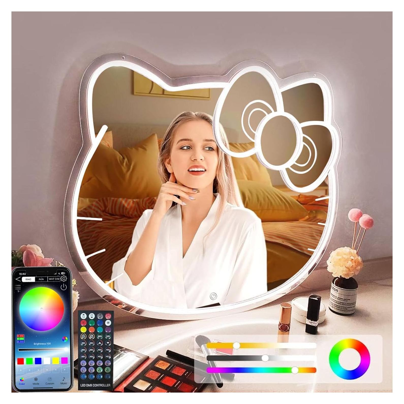 Espejo de Tocador Dimmable UIWEBABA Hello Kit LED Acrílico 40.9x35.8cm
