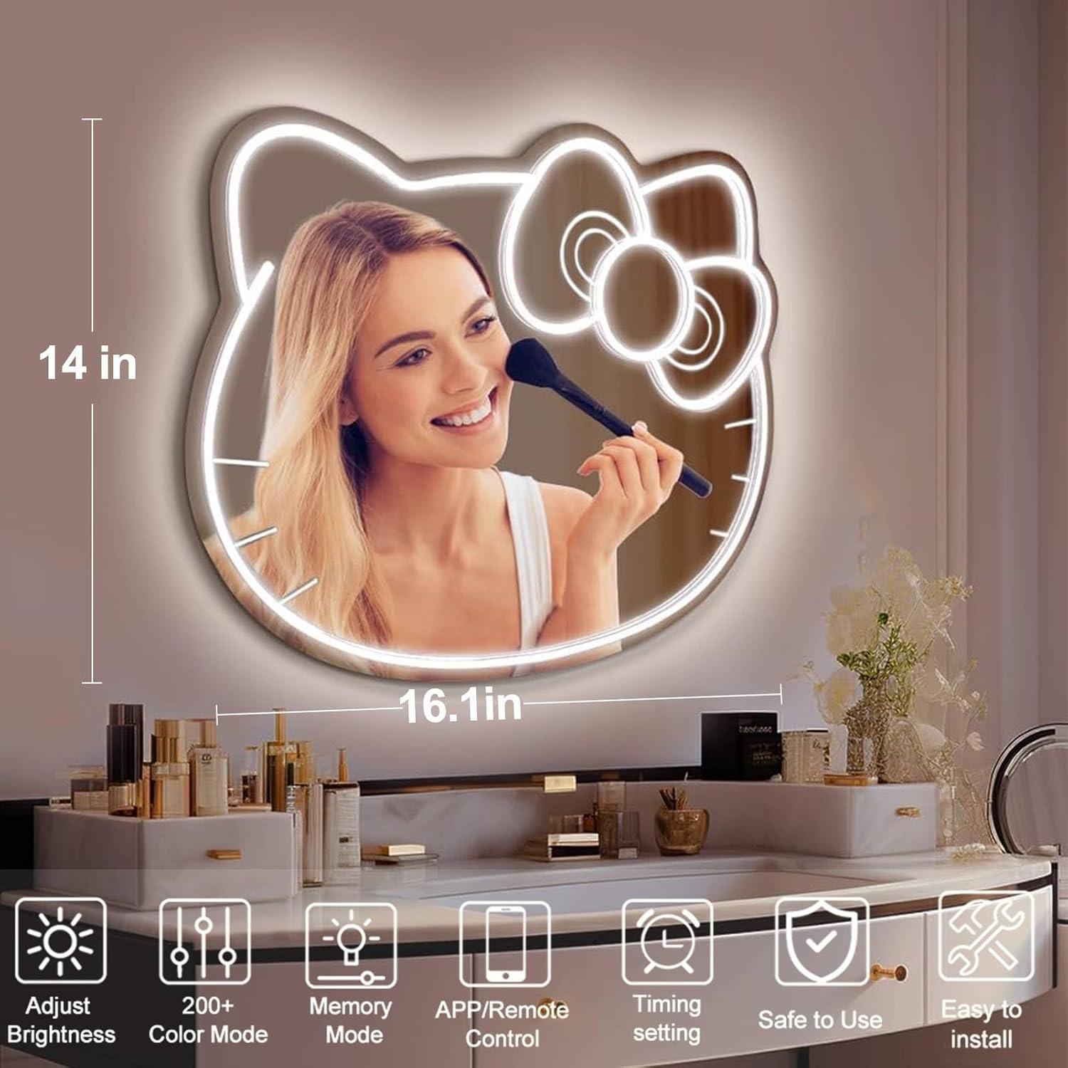 Espejo de Tocador Dimmable UIWEBABA Hello Kit LED Acrílico 40.9x35.8cm