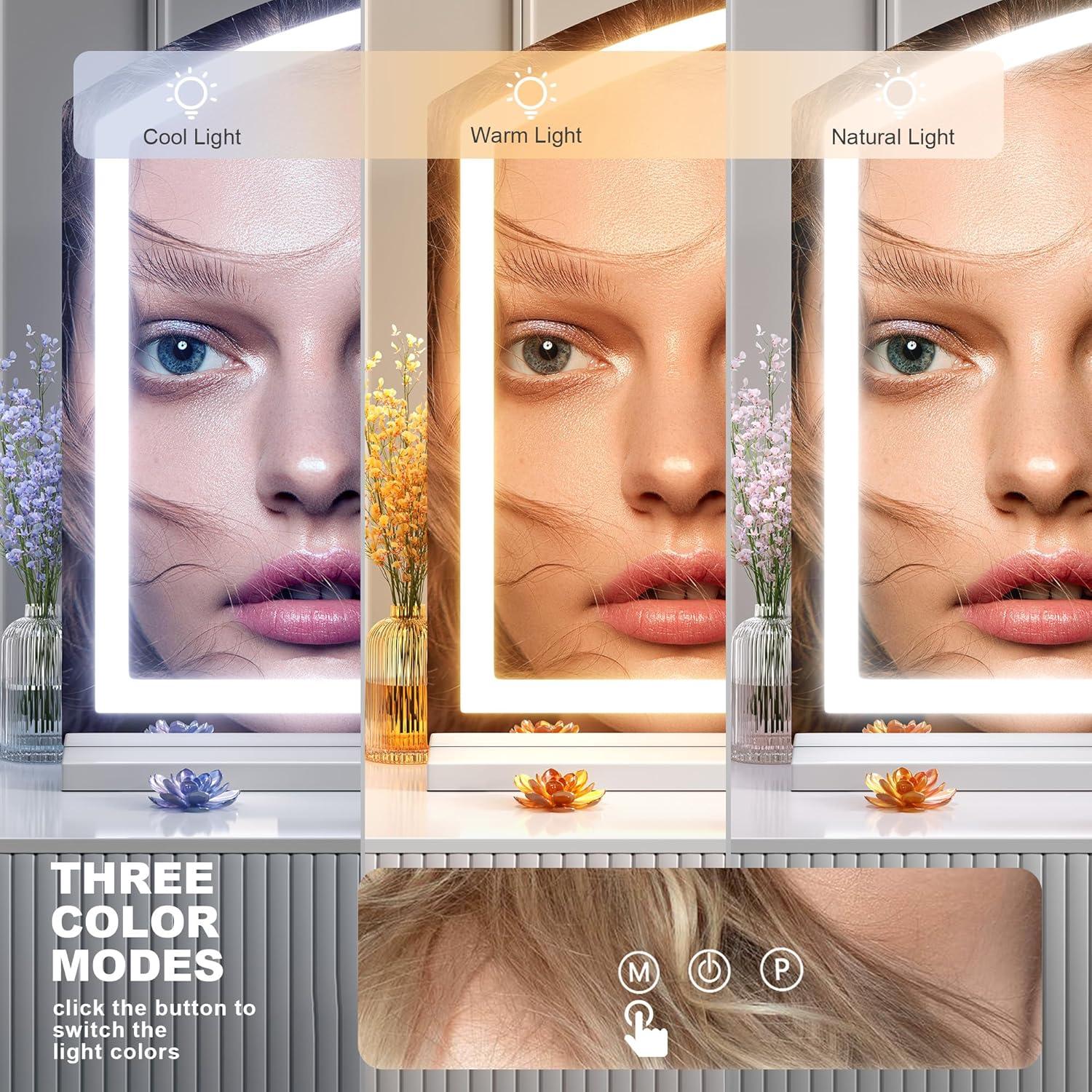 Espejo de tocador LED Hasipu Arqueado 81x61 cm con USB