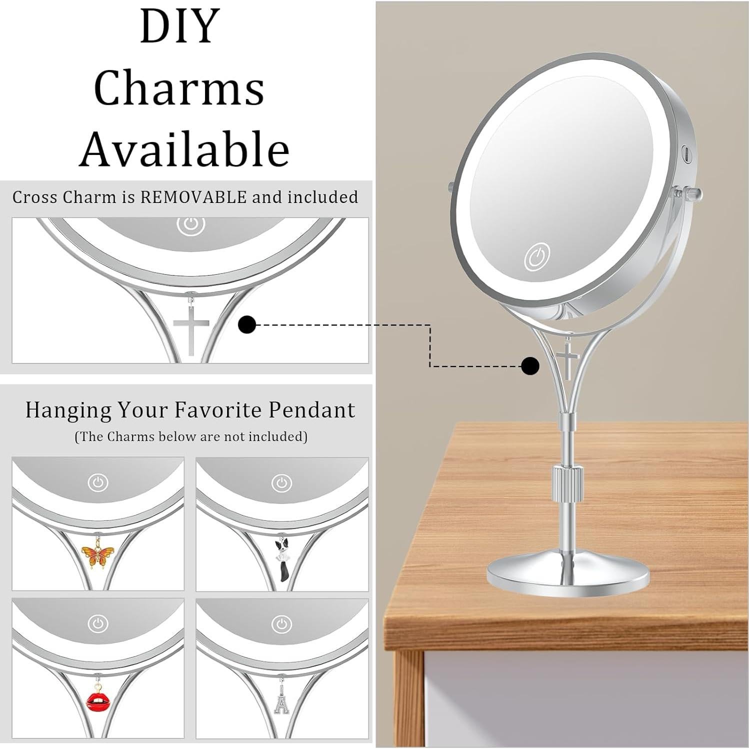 Espejo de Maquillaje Iluminado LANSI 7" Aumento 1X/10X Ajustable