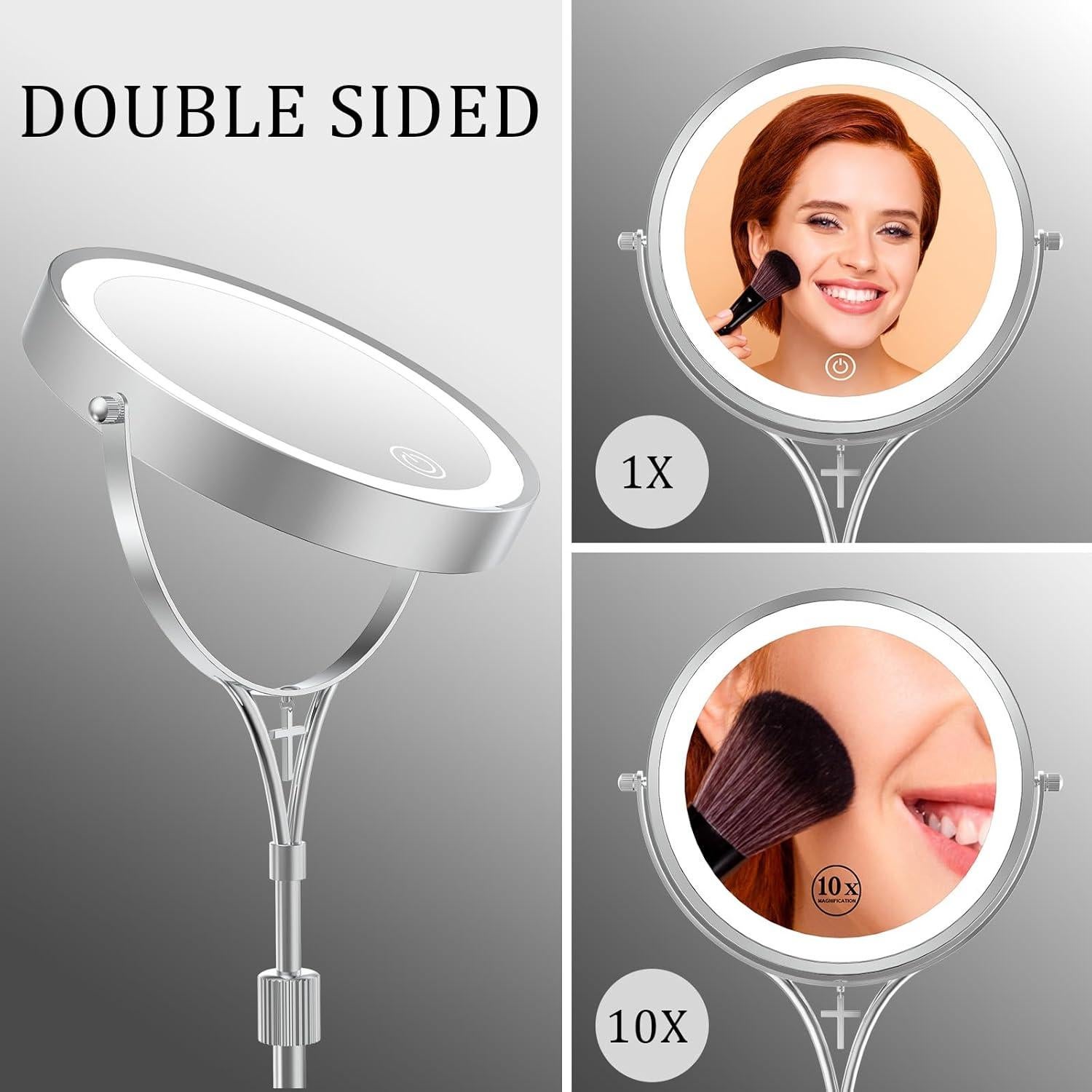 Espejo de Maquillaje Iluminado LANSI 7" Aumento 1X/10X Ajustable