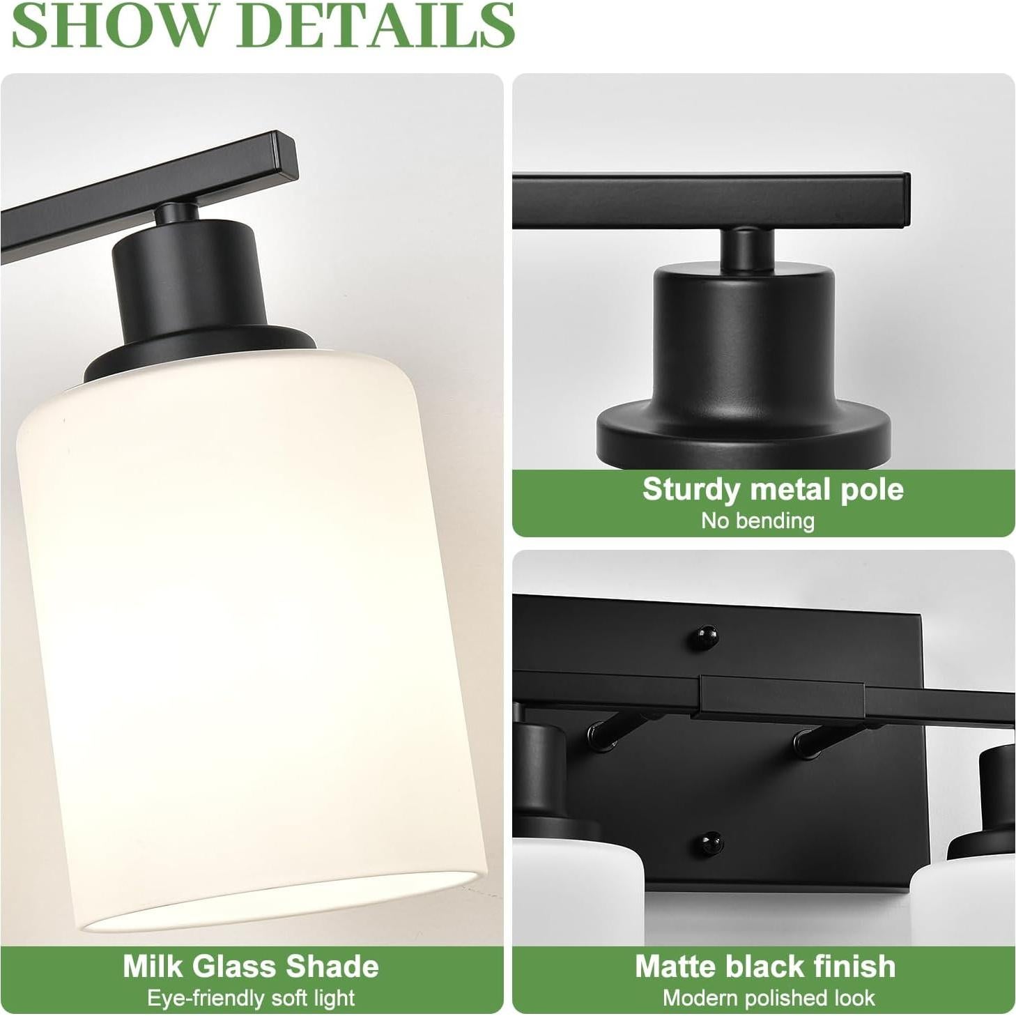 Aplique de Baño 4 Luces MOKATNG Negro Mate 69 cm