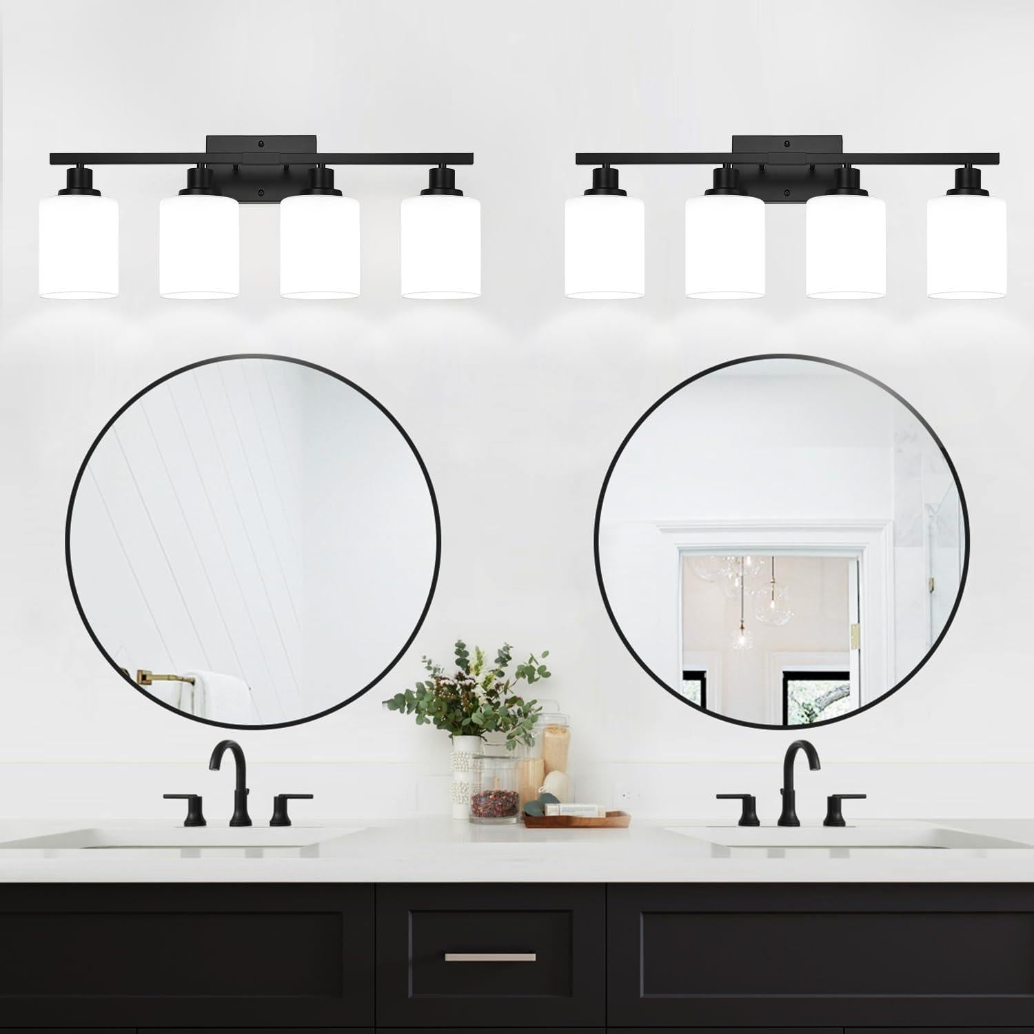 Aplique de Baño 4 Luces MOKATNG Negro Mate 69 cm