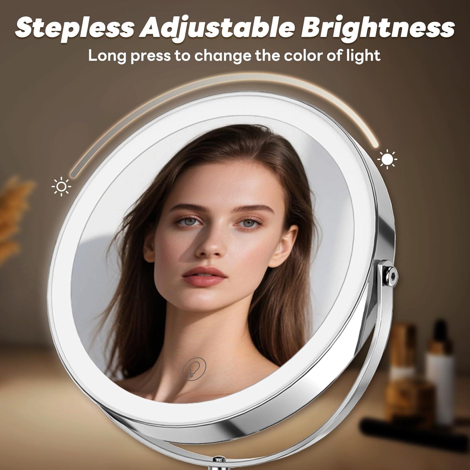 Espejo de Maquillaje Iluminado DYETUNY 10x/1x Ajustable