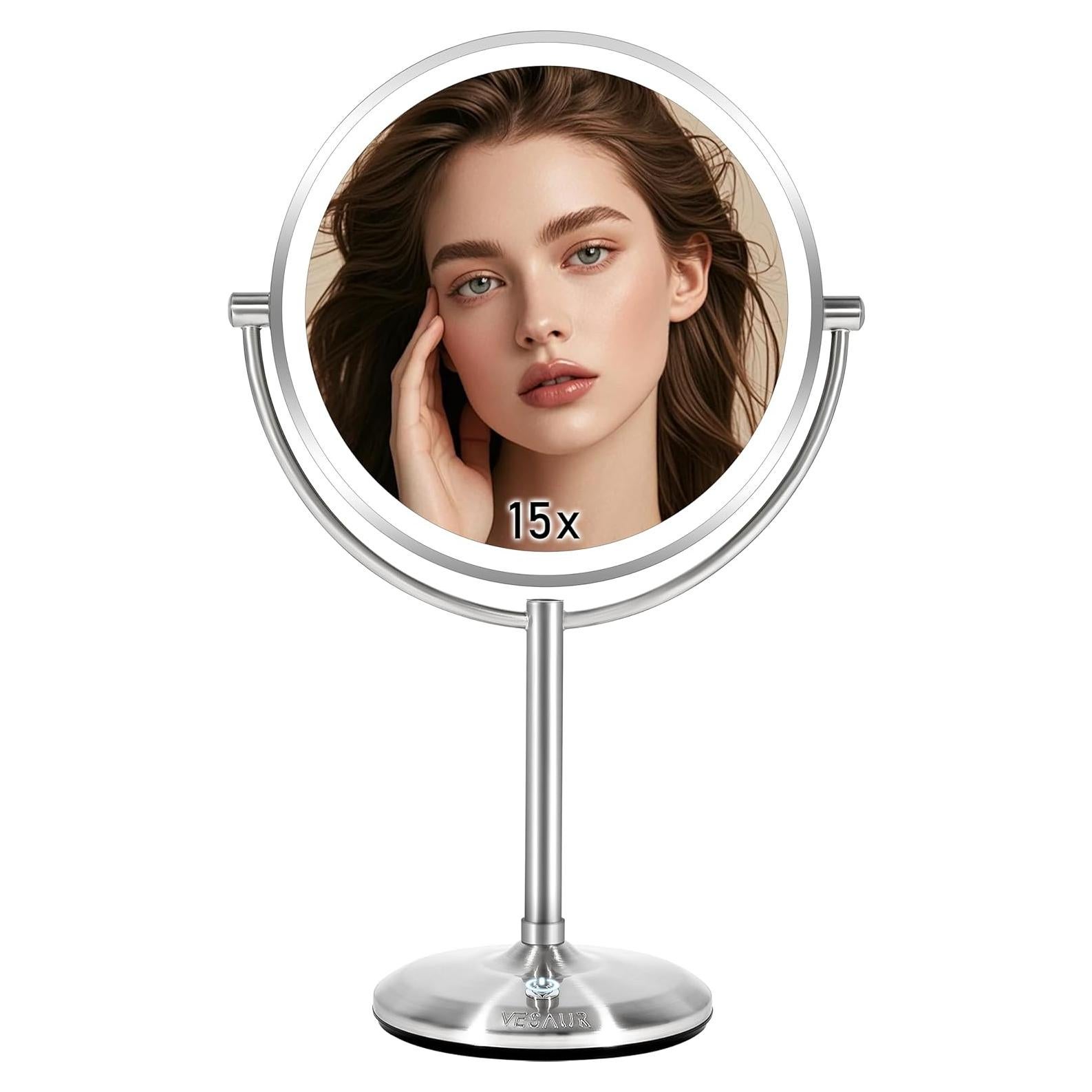 Espejo de Maquillaje Iluminado VESAUR 9" 1X/15X HD Recargable