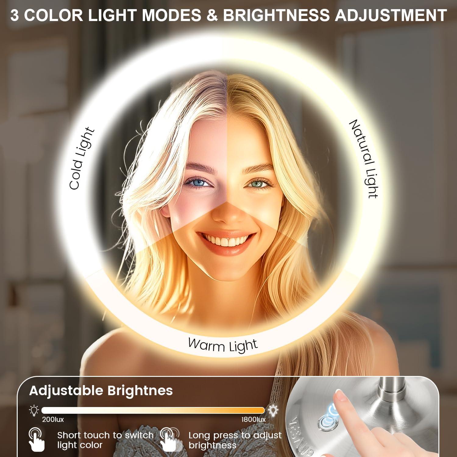 Espejo de Maquillaje Iluminado VESAUR 9" 1X/15X HD Recargable