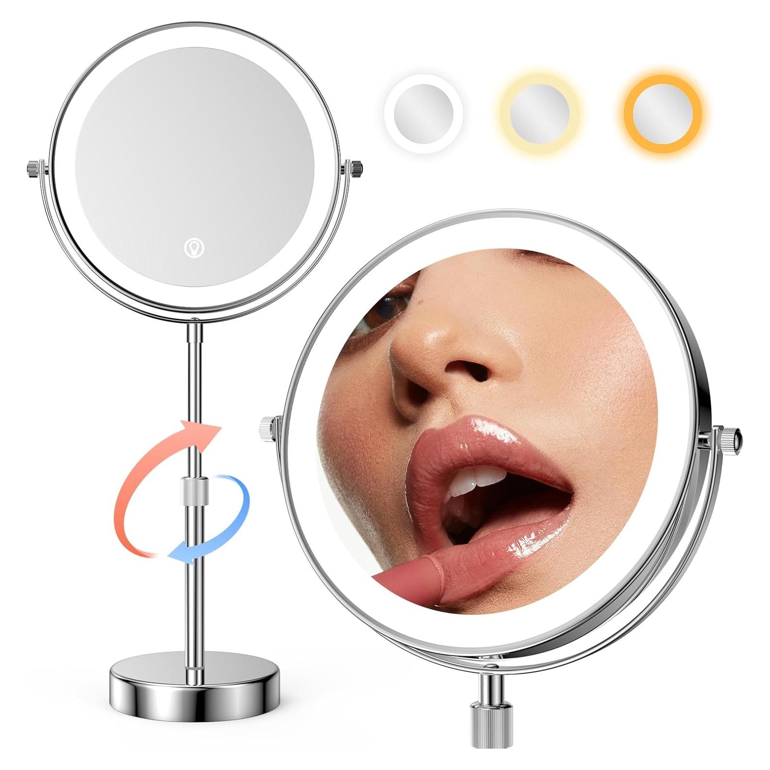 Espejo de Maquillaje LED Nicesail 7X 20 cm Recargable 4000 mAh