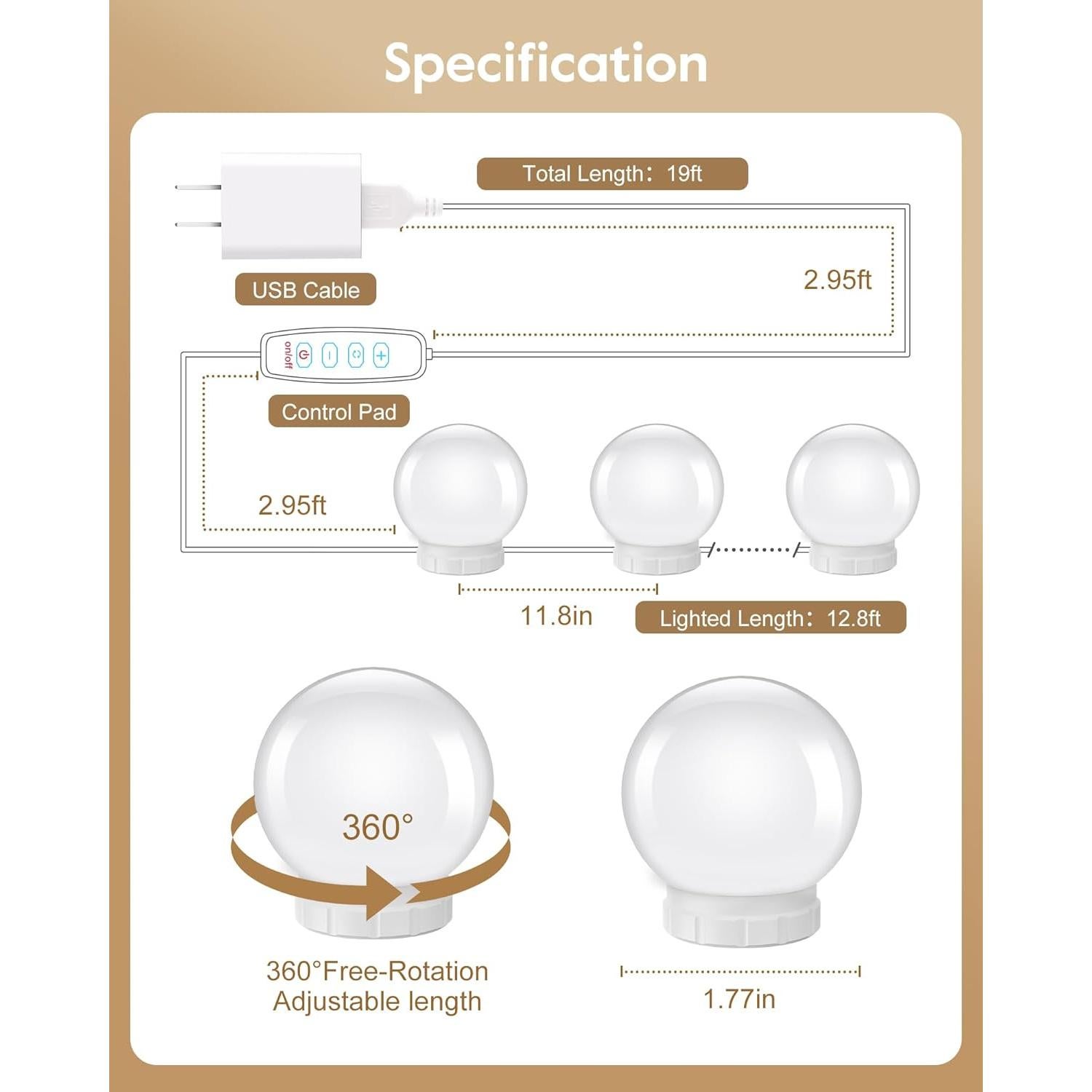 Kit de 14 Bombillas LED Regulables Brightown para Espejo