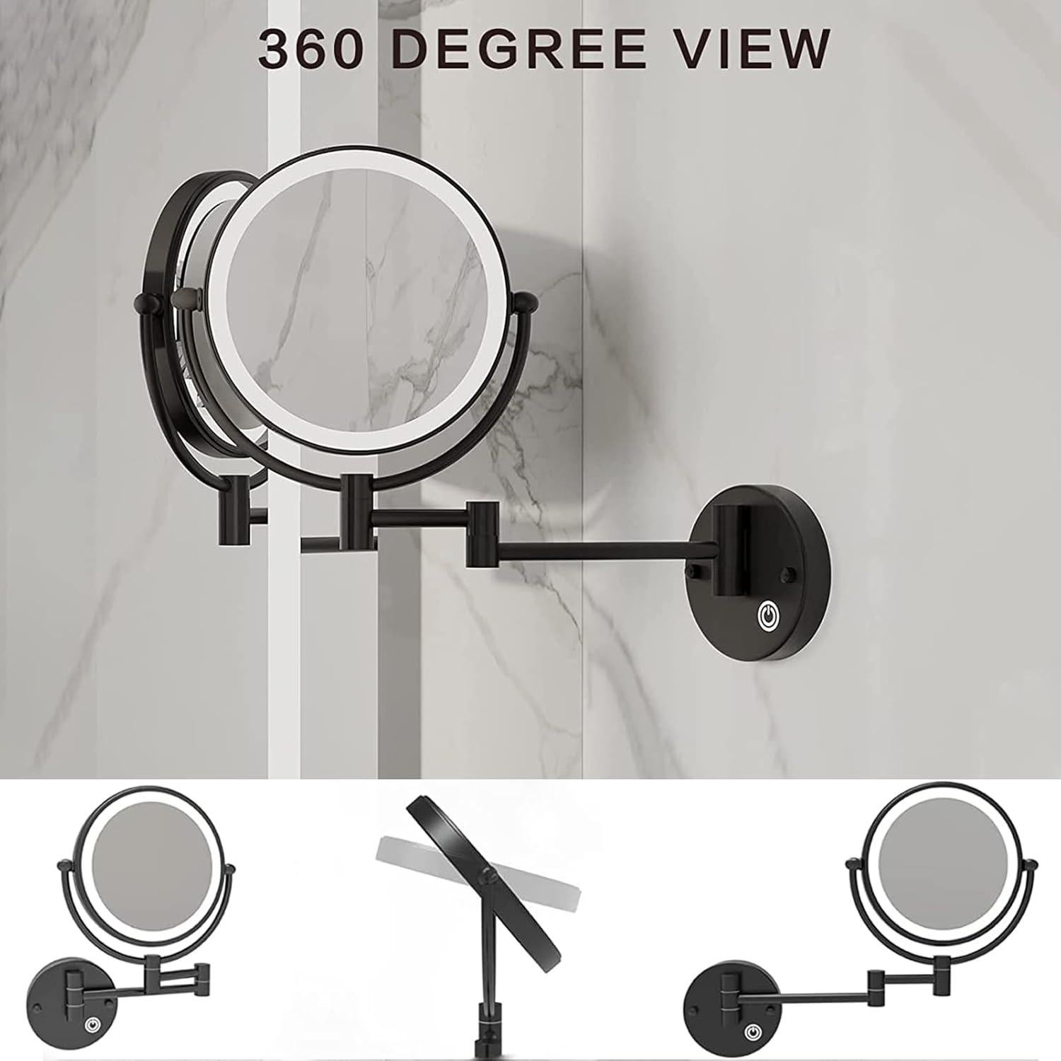 Espejo de Maquillaje LED JMFHCD 20cm Doble Lado 10x Aumento