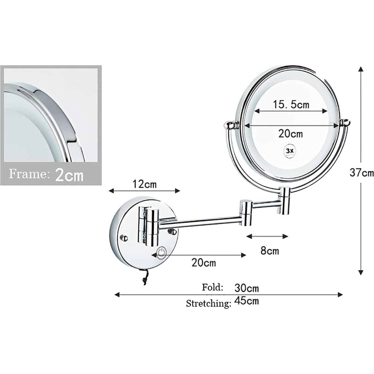 Espejo de Maquillaje LED JMFHCD 20cm Doble Lado 10x Aumento