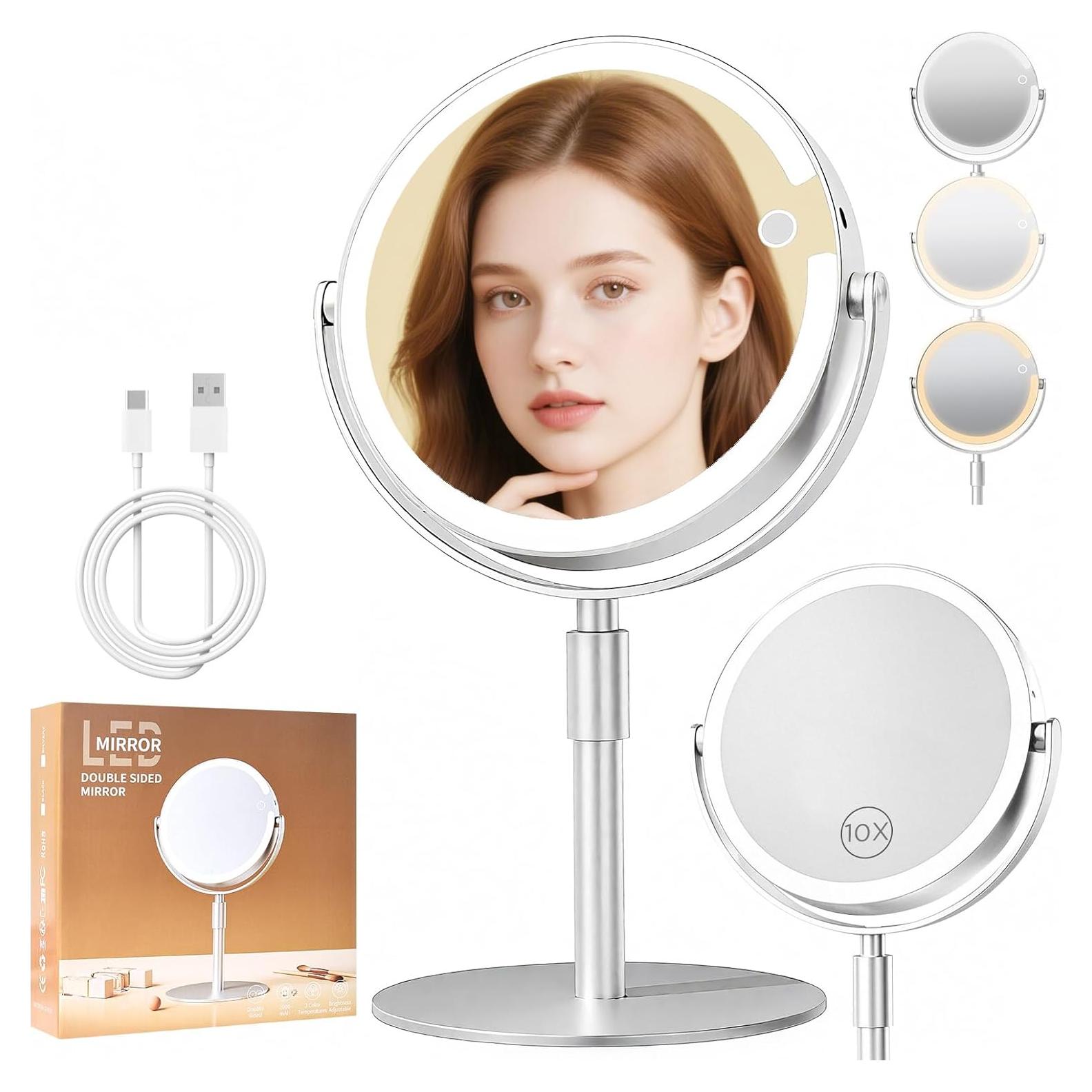 Espejo de Maquillaje FRANO 20.32 cm Doble Lado 1x/10x con Luz