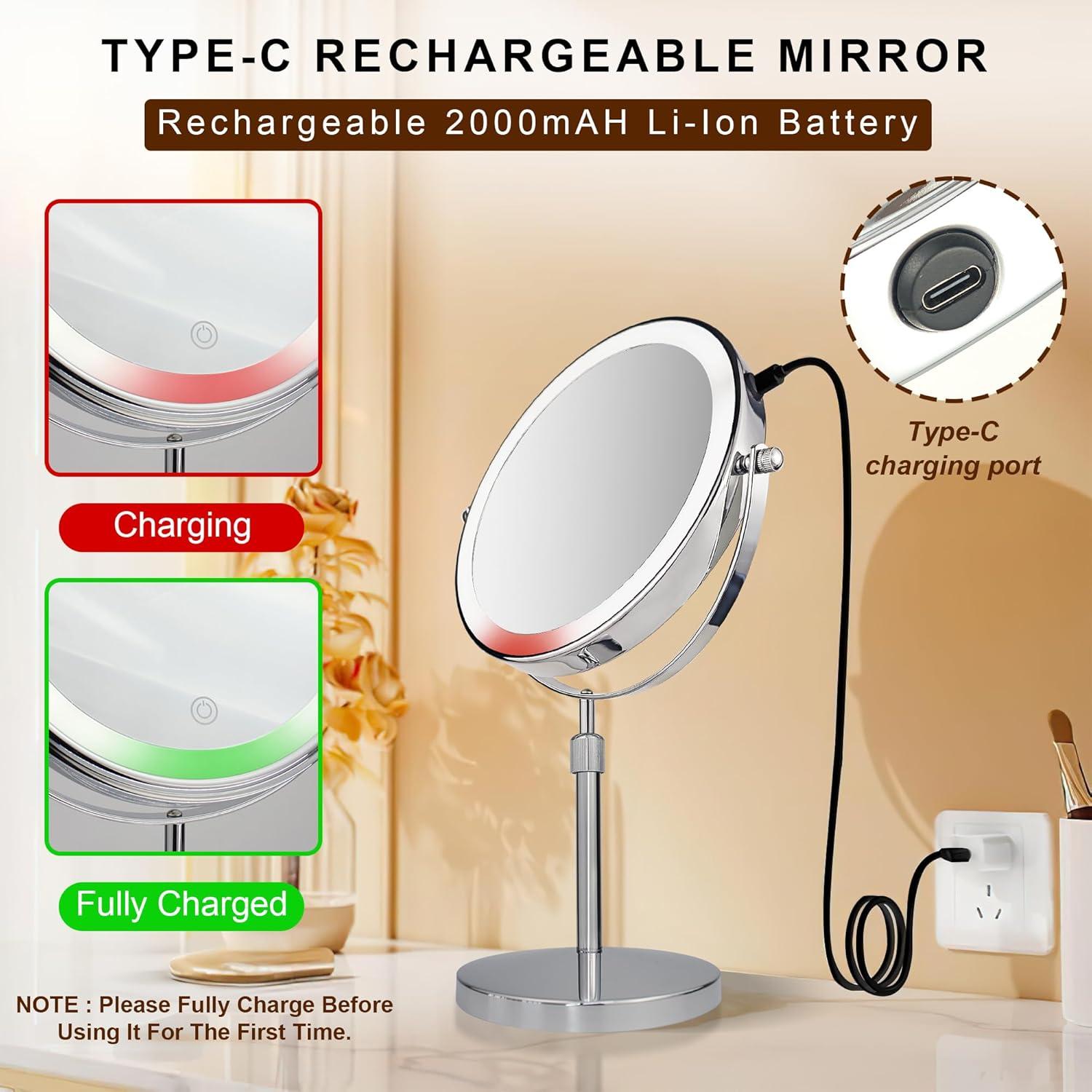 Espejo de Maquillaje Iluminado JANEEVA 10X Ajustable 36-43 cm