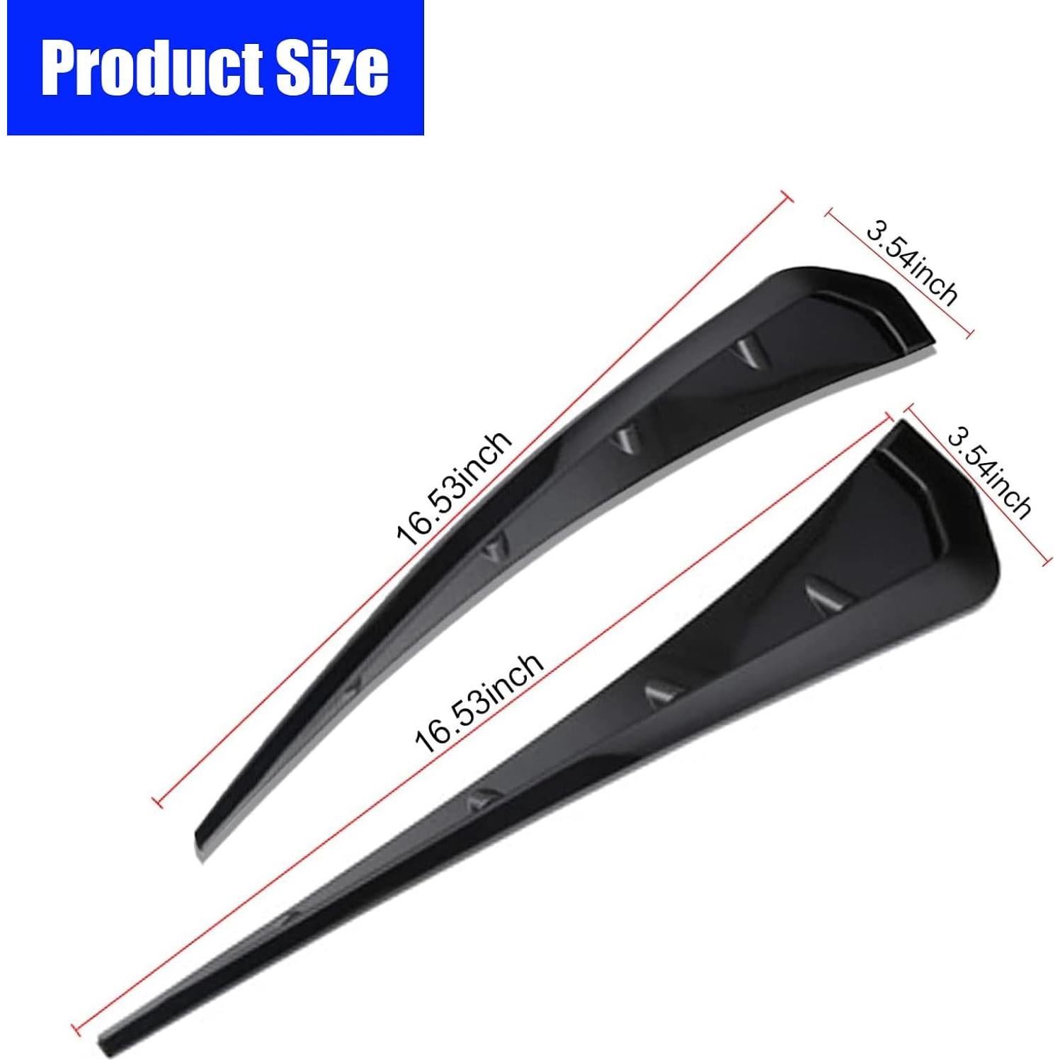 QODOLSI Pack-2 Car Fender Side Vents, Fender Decorative Stickers, ABS Carbon Fiber Spoiler, Air Flow Intake Hole Grille Auto Exterior Accessories Universal (Bright Black)