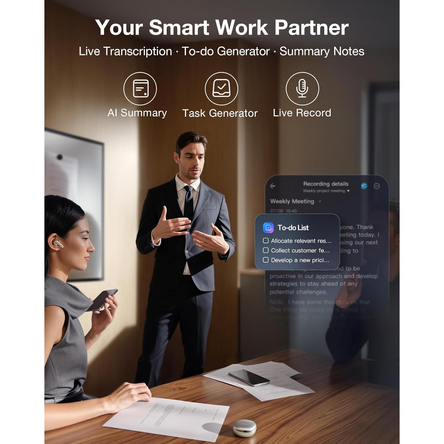 Auriculares AI RecDot viaim Plata con Grabadora de Voz y ANC 48dB